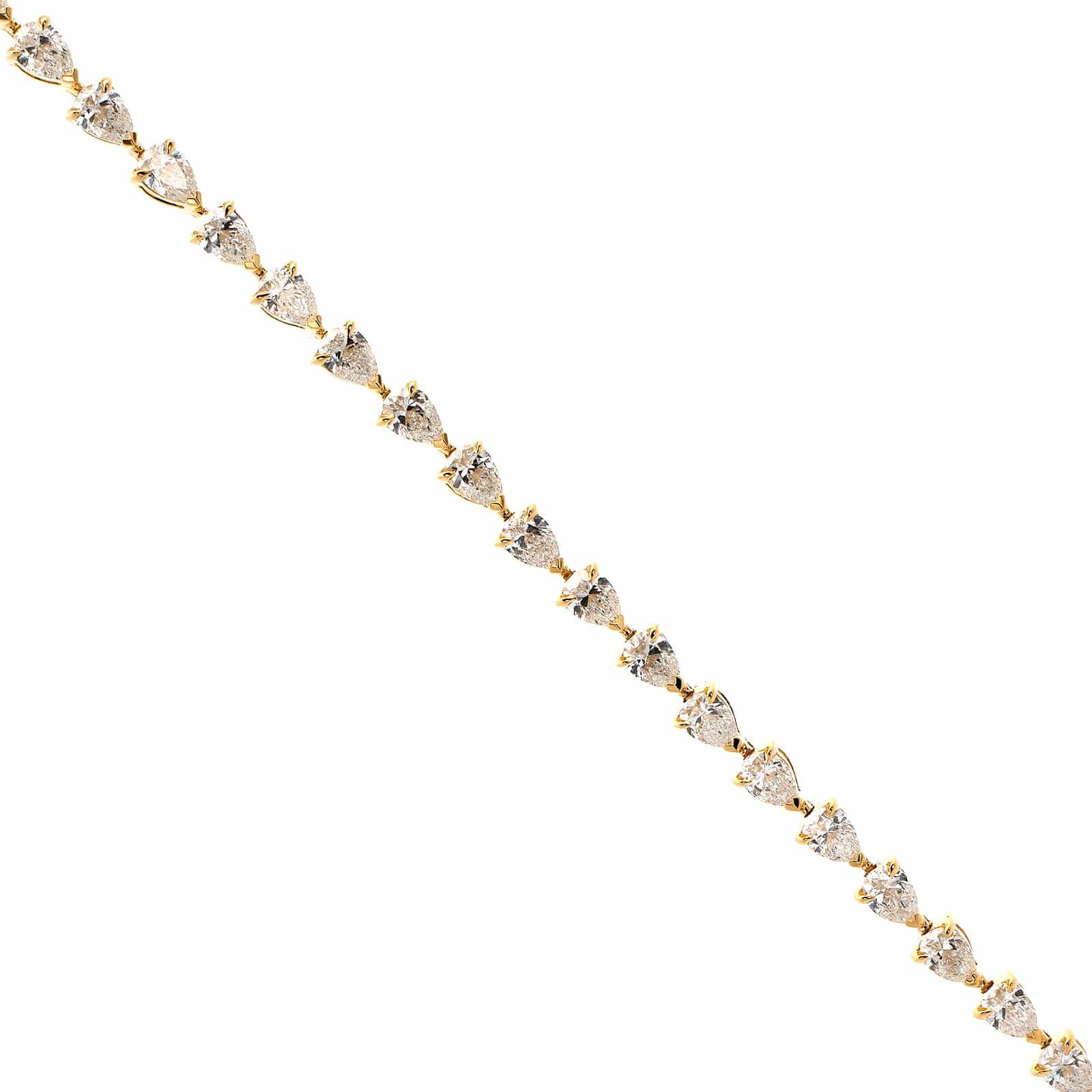 18K Yellow Gold Pear Shaped Diamond Tennis Bracelet - Image 2