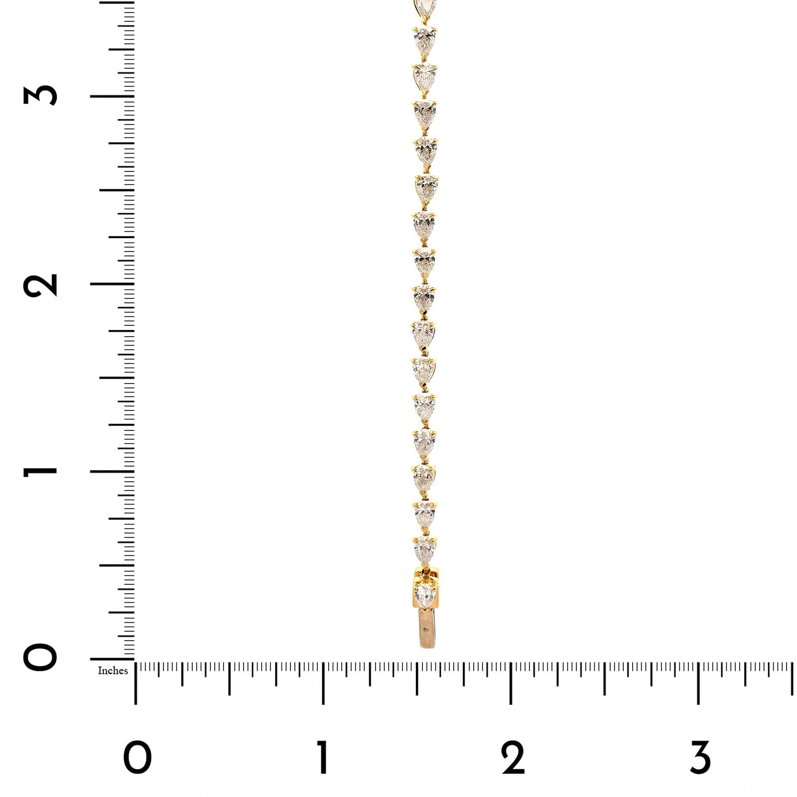 18K Yellow Gold Pear Shaped Diamond Tennis Bracelet - Image 3