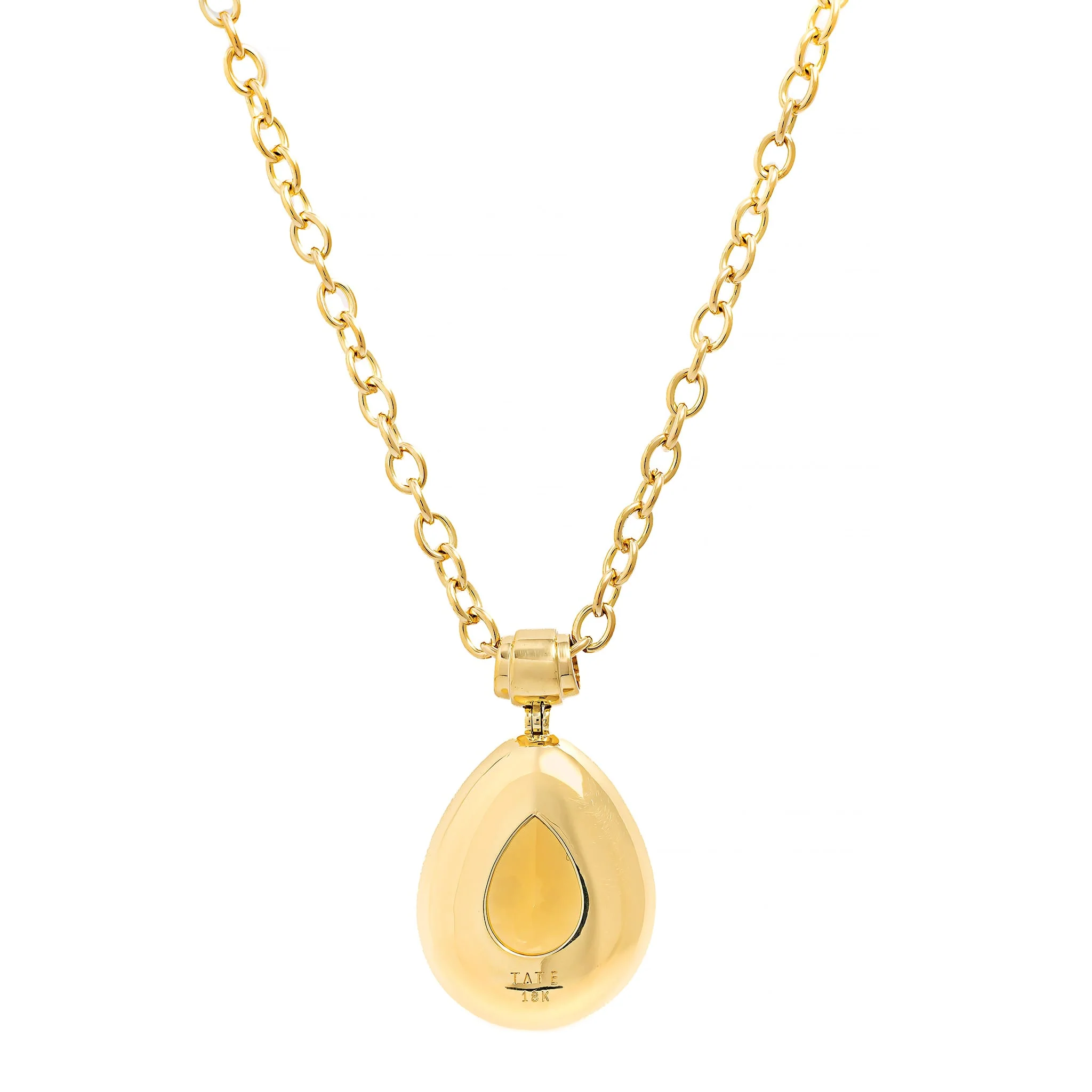 18K Yellow Gold Pear Shaped Golden Beryl Pendant Necklace - Image 2
