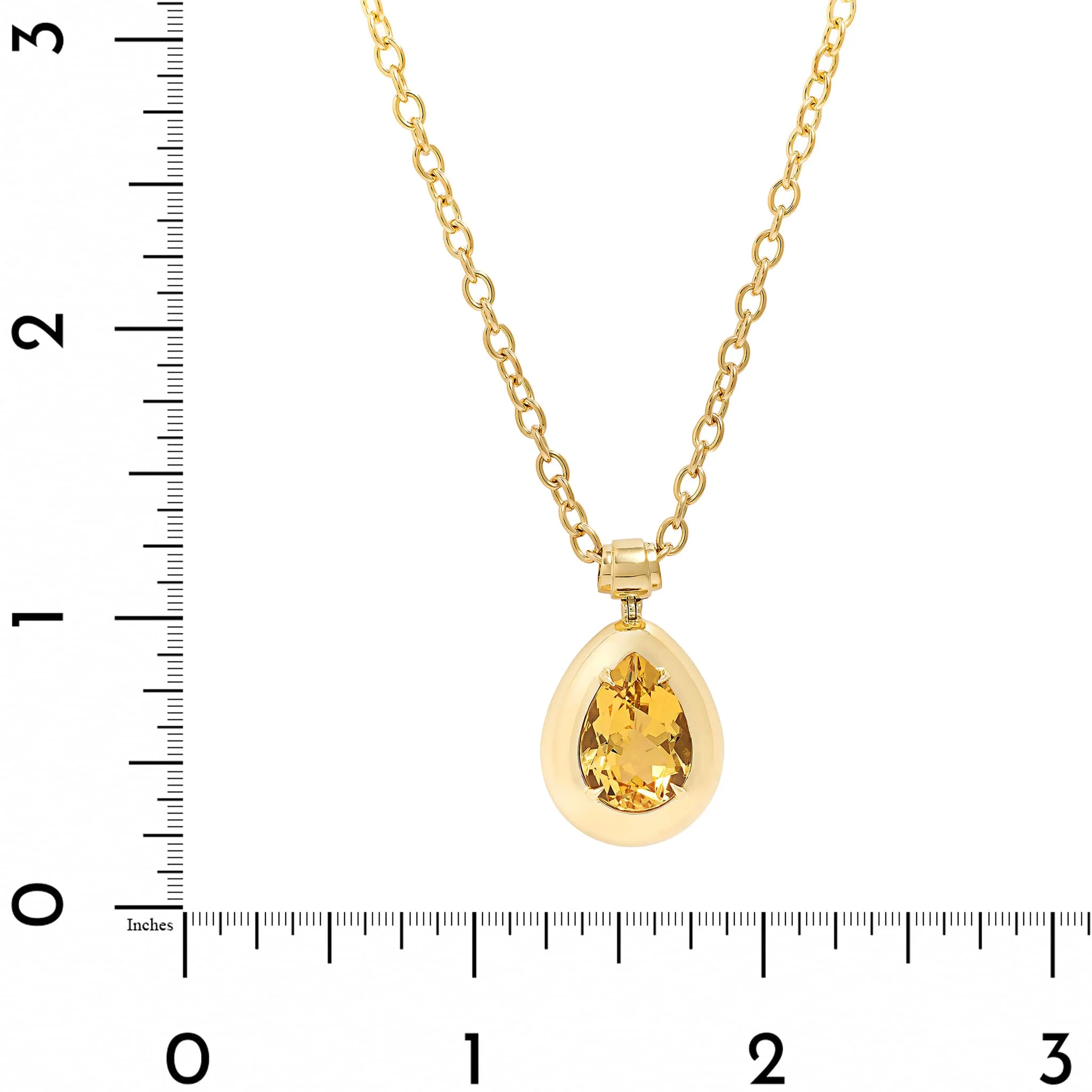 18K Yellow Gold Pear Shaped Golden Beryl Pendant Necklace - Image 4