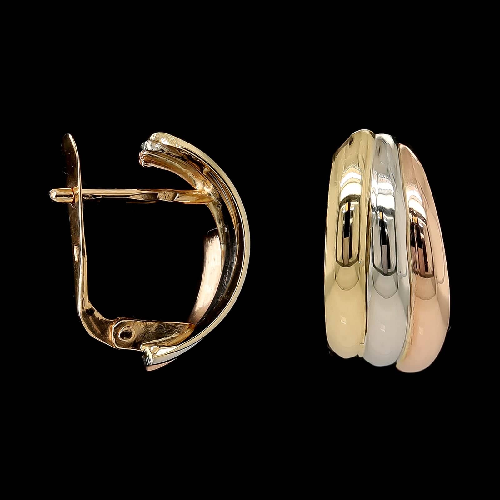19K Tricolor Gold Estate Earrings
