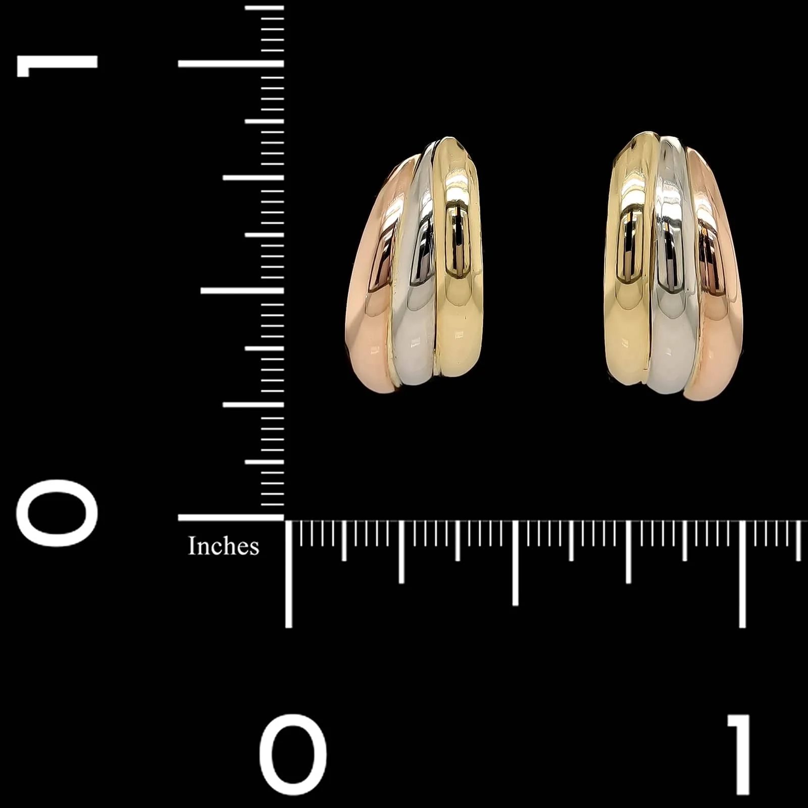 19K Tricolor Gold Estate Earrings - Image 2