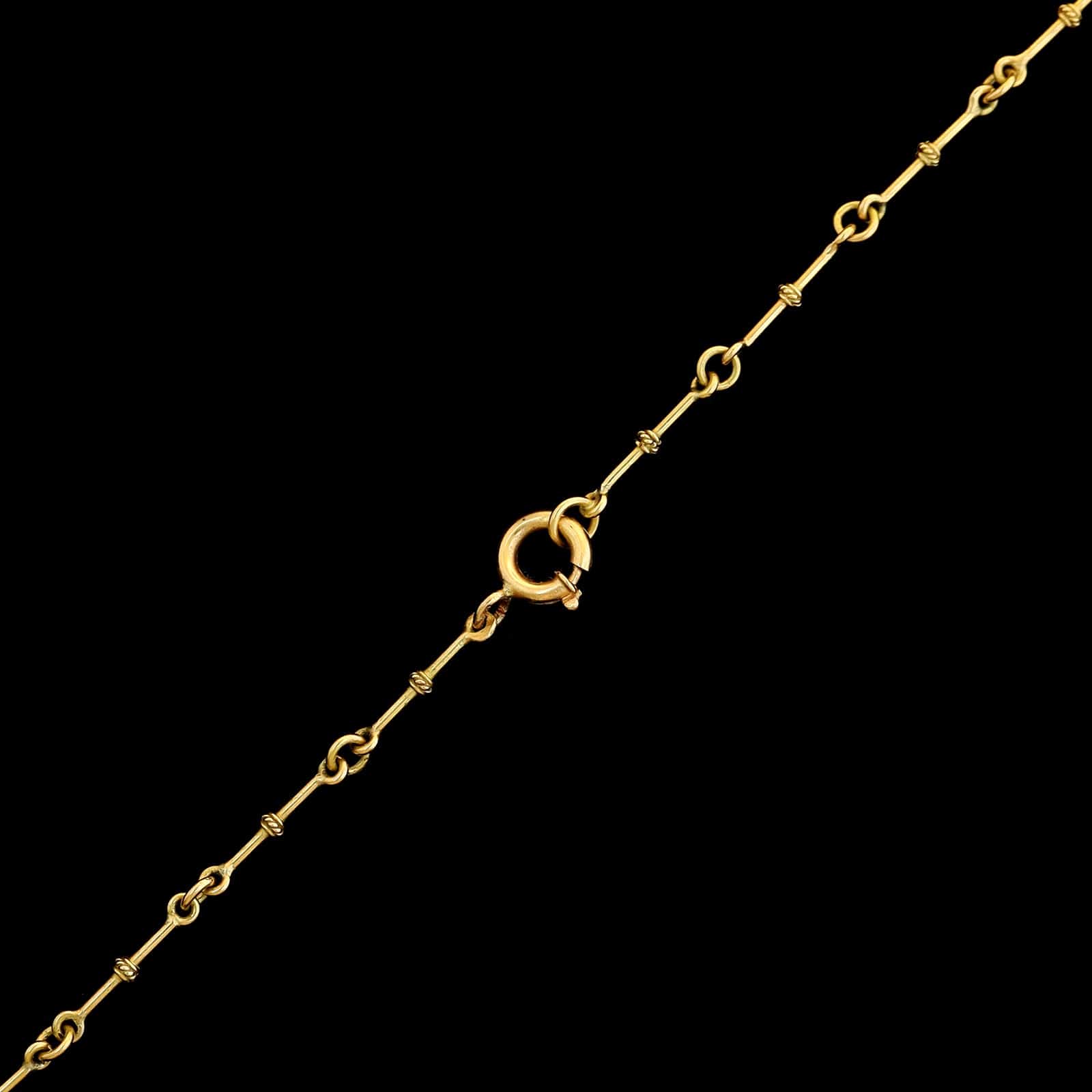 19K Yellow Gold Estate Sapphire and Diamond Filigree Necklace - Image 3