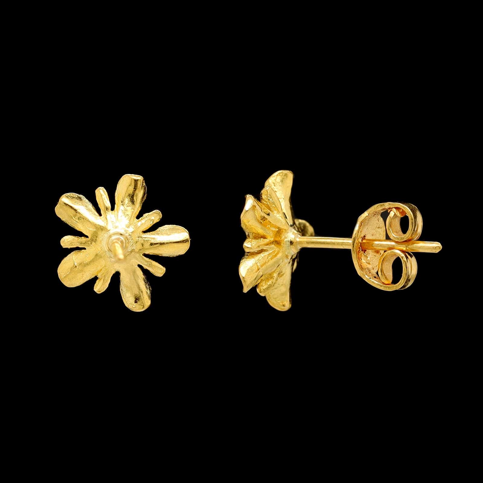 22K Yellow Gold Estate Flower Stud Earrings - Image 2