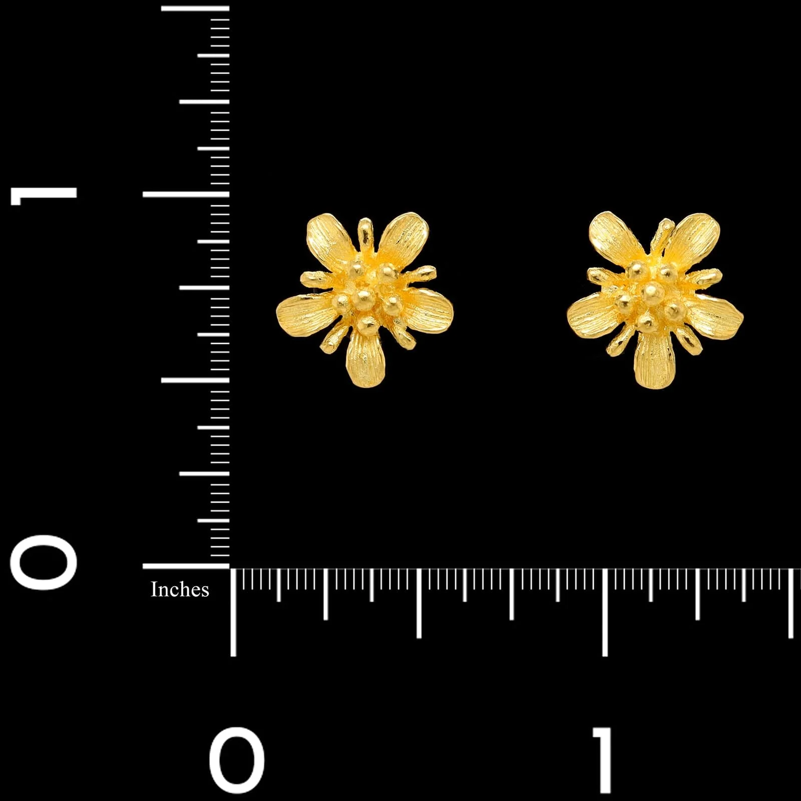22K Yellow Gold Estate Flower Stud Earrings - Image 3