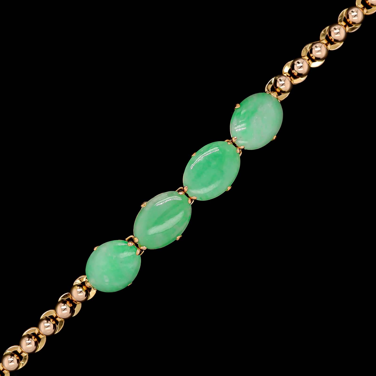 22K Yellow Gold Estate Jadeite Bracelet - Image 2