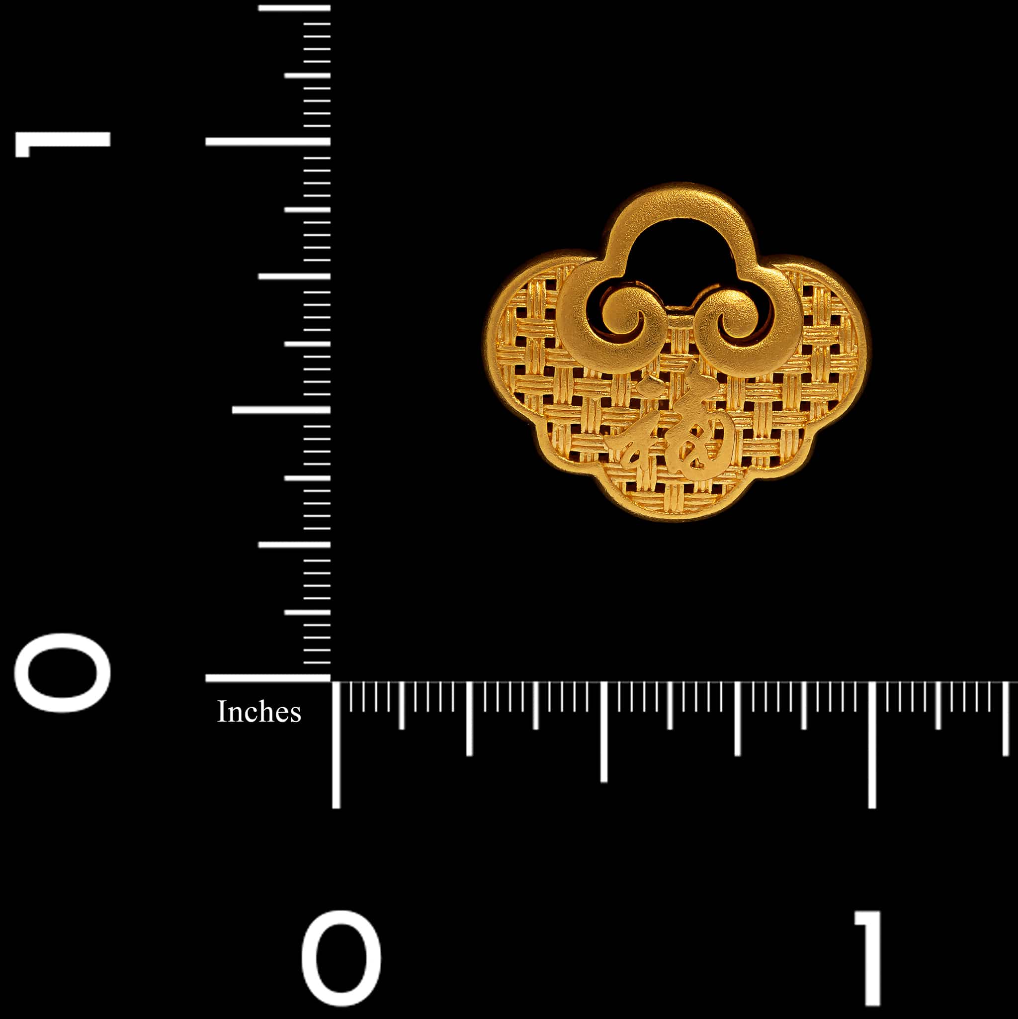 24K Yellow Gold Estate Chinese Lucky Lock Good Luck Symbol Charm - Image 2