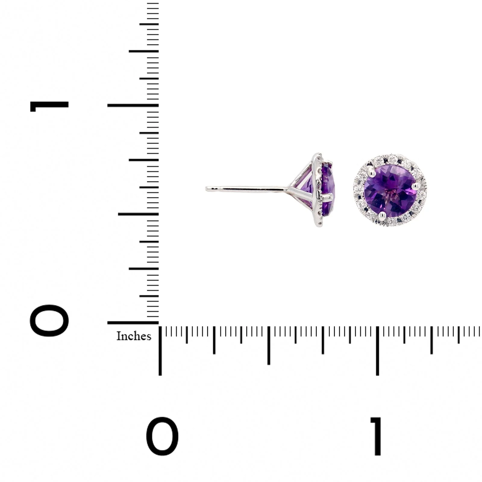 14K White Gold Amethyst and Diamond Earrings - Image 2