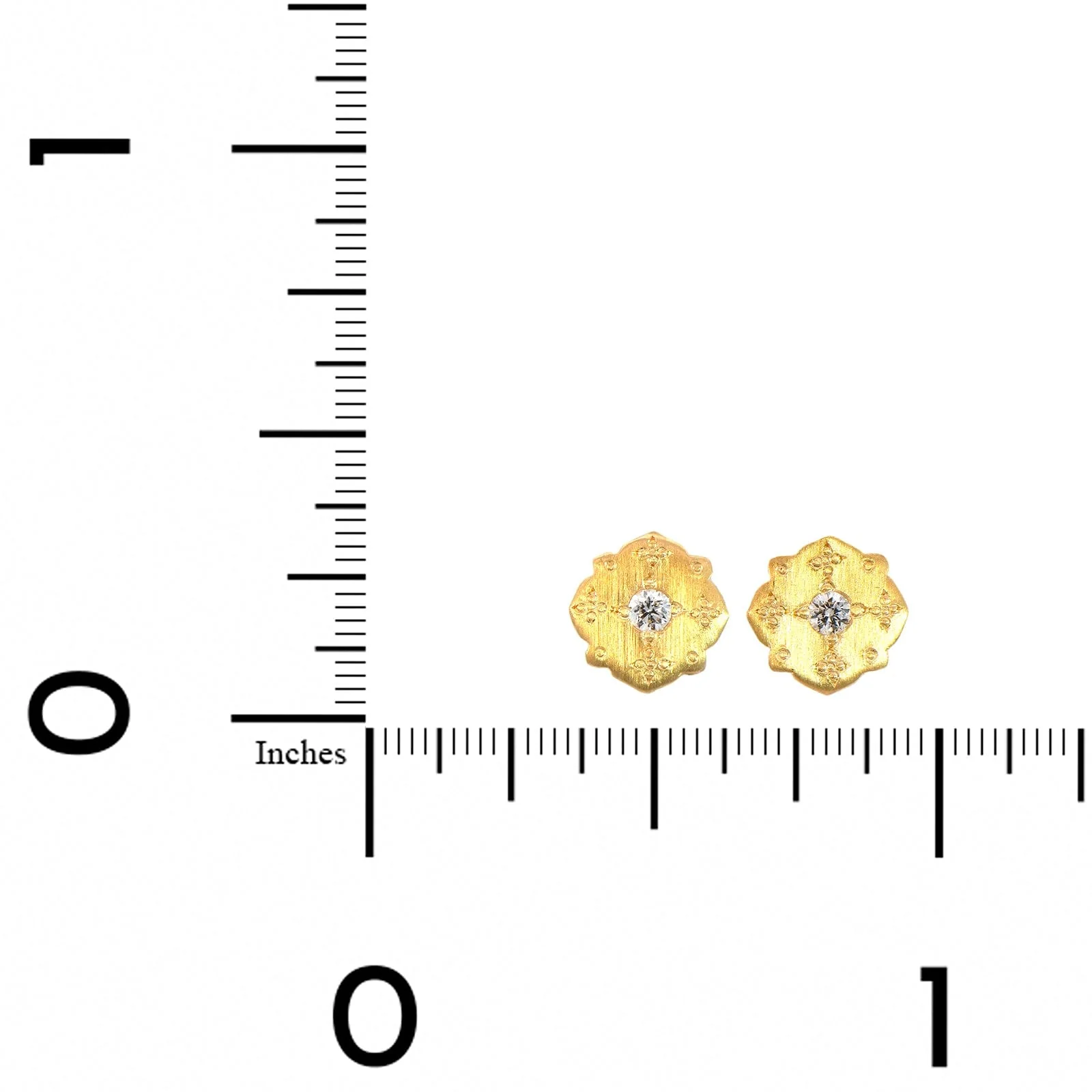Adel Chefridi 18K Yellow Gold Diamond Kite Stud Earrings - Image 2