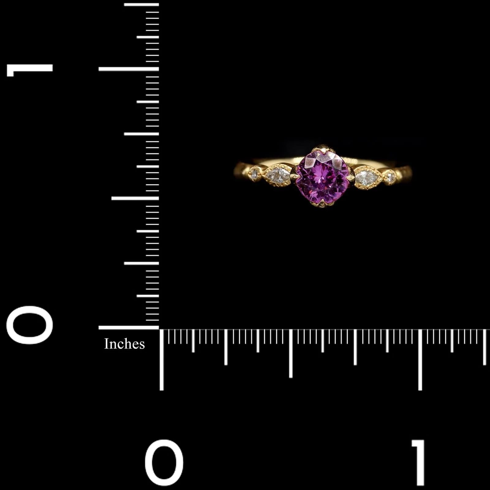 Adel Chefridi 18K Yellow Gold Estate Pink Sapphire and Diamond Rosebud Ring - Image 4