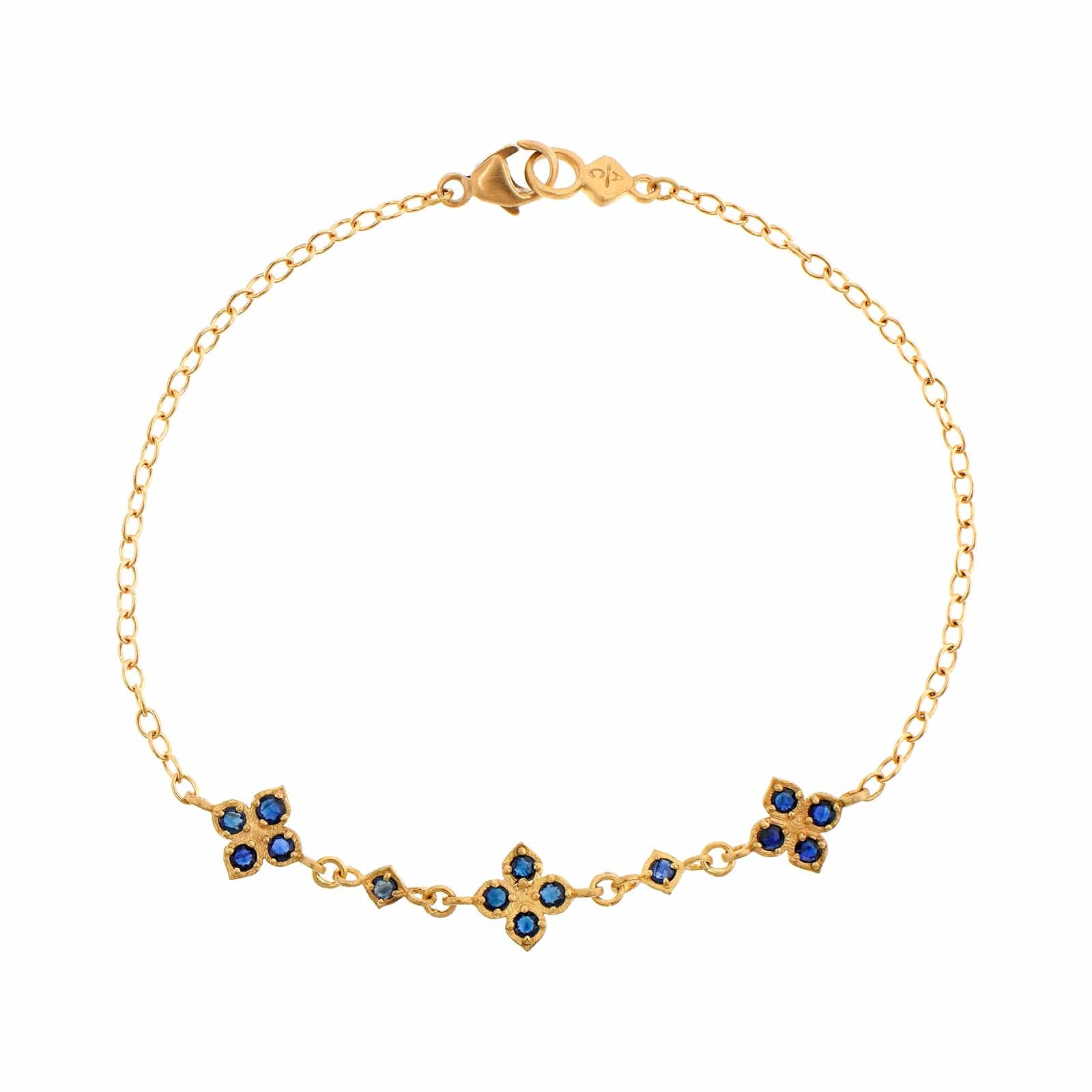 Adel Chefridi 18K Yellow Gold Floral Station Sapphire Bracelet