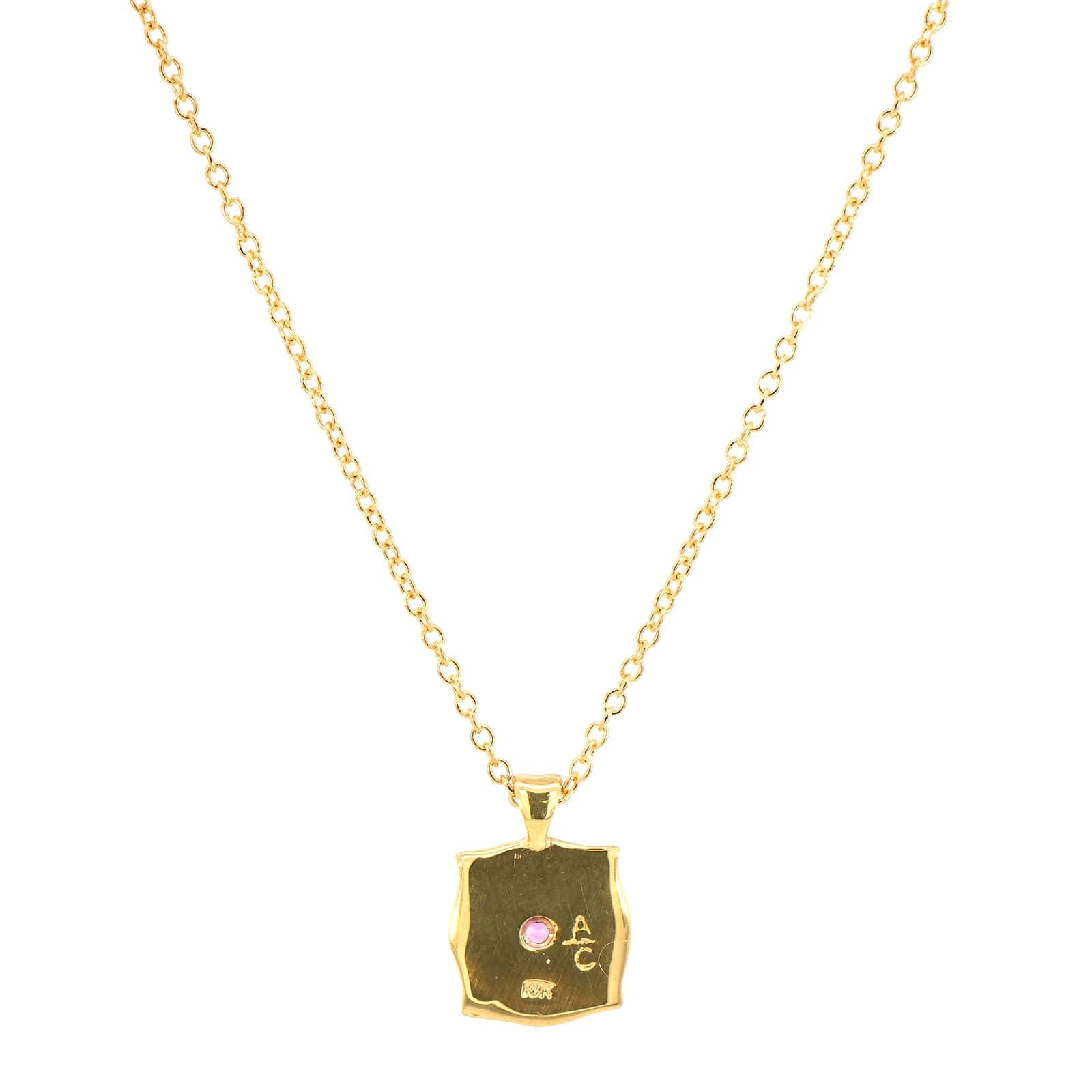 Adel Chefridi 18K Yellow Gold Pink Sapphire Pillow Charm Pendant - Image 2