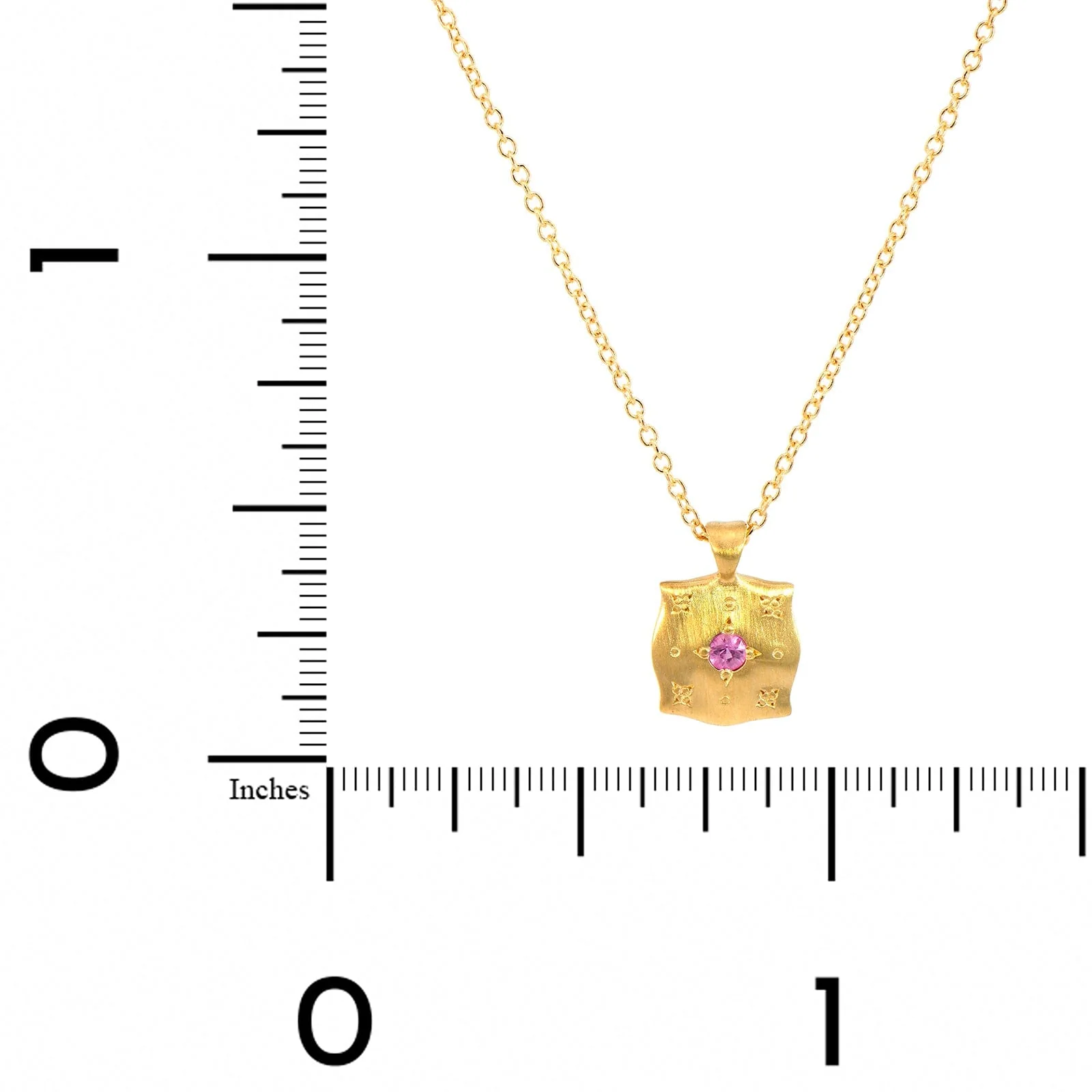 Adel Chefridi 18K Yellow Gold Pink Sapphire Pillow Charm Pendant - Image 4