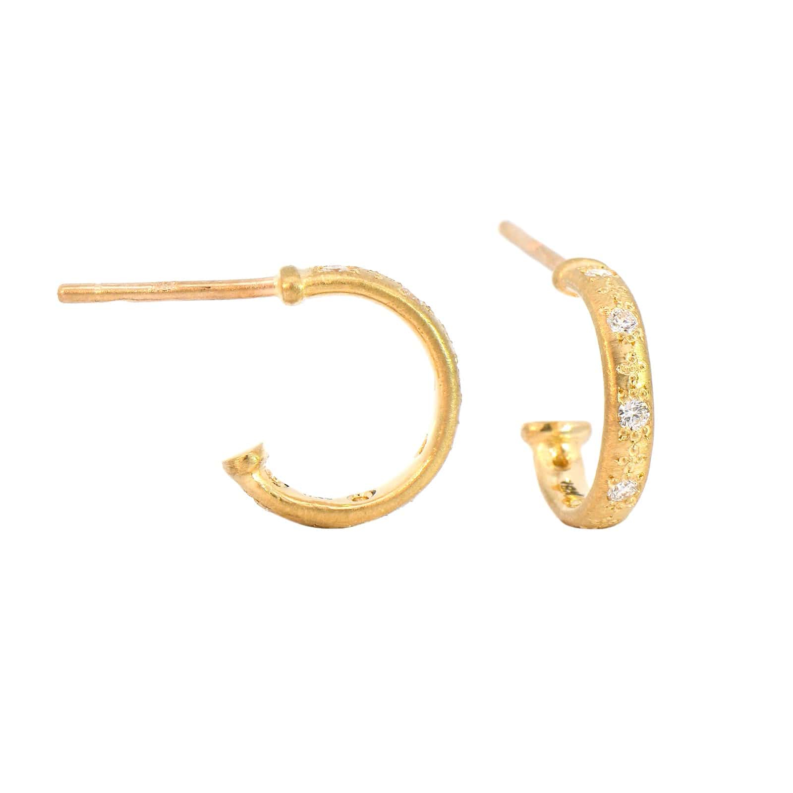 Adel Chefridi 18K Yellow Gold Stepping Star Hoop Diamond Earrings