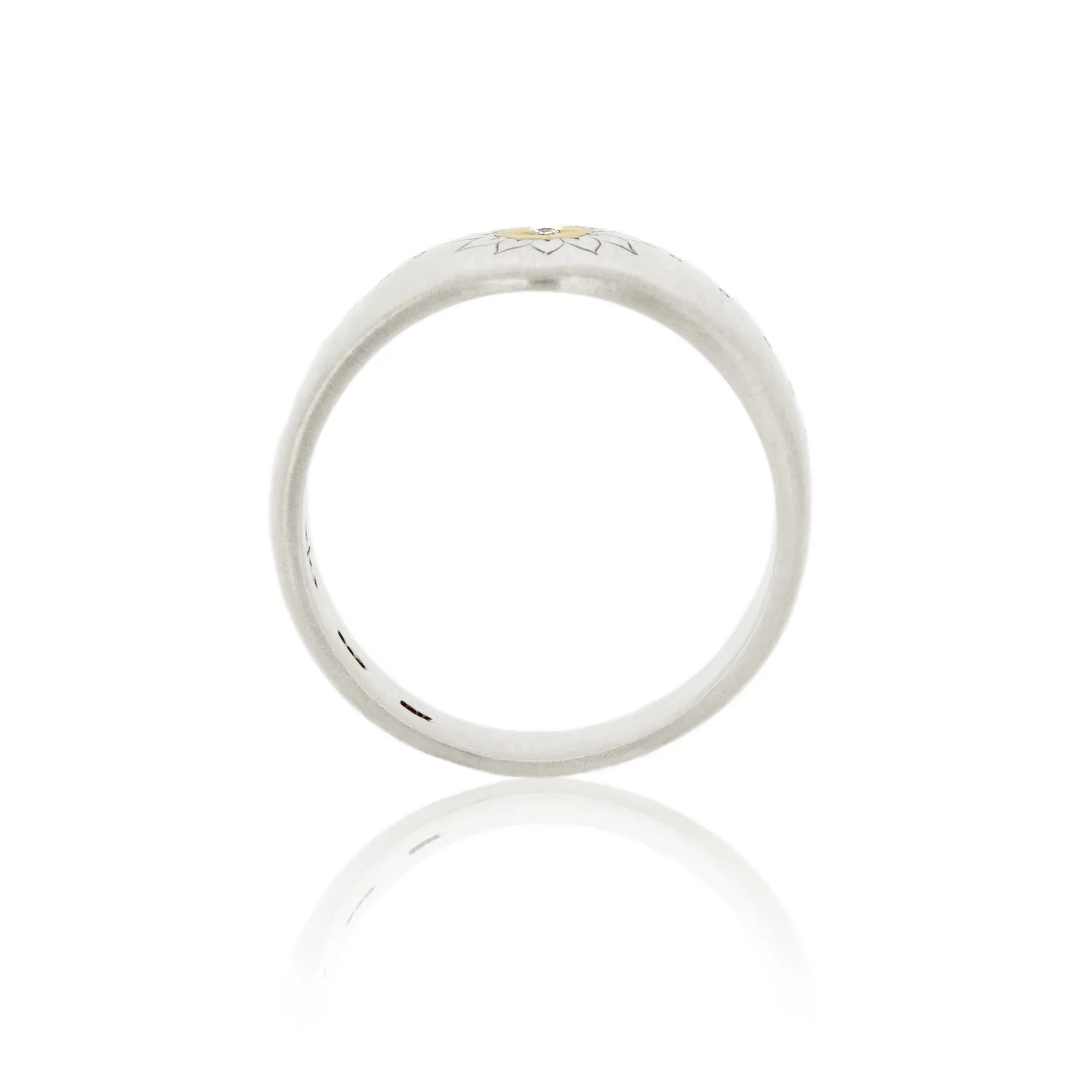 Adel Chefridi Sterling Silver and 18K Yellow Gold Soleil Diamond Ring - Image 5