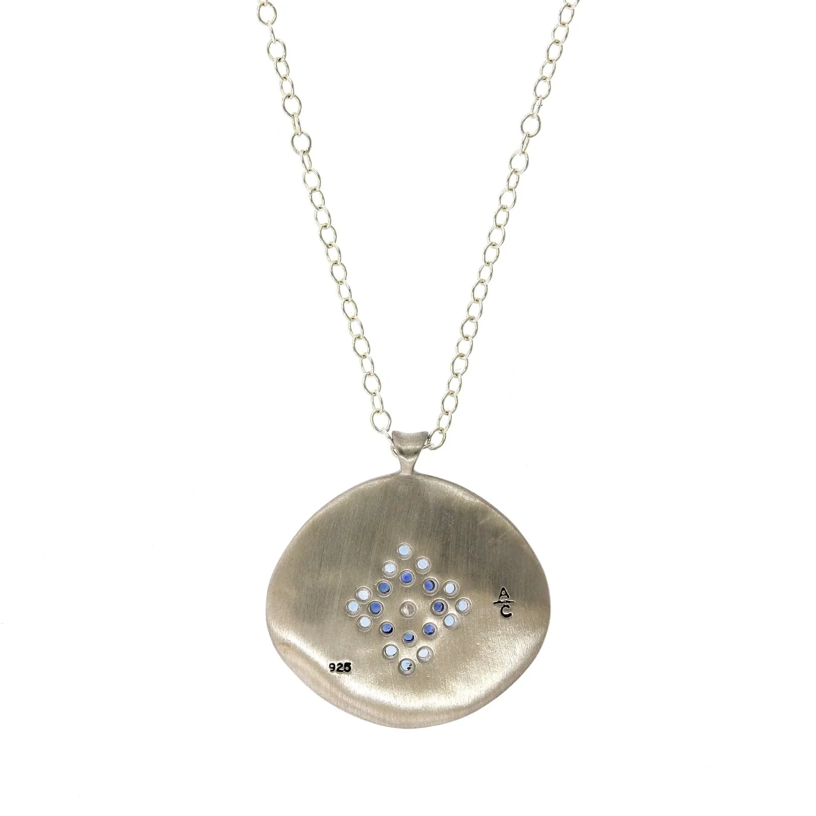Adel Chefridi Sterling Silver Aquamarine and Sapphire Pendant - Image 2