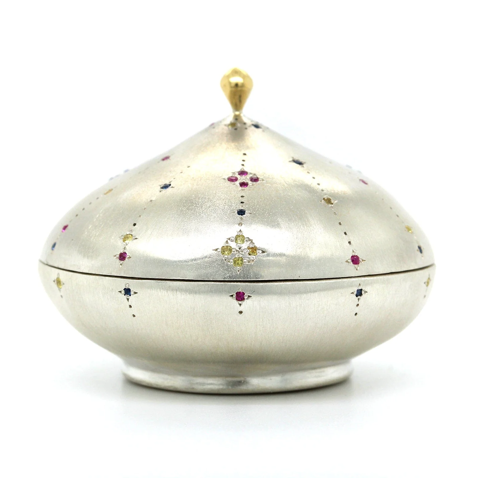 Adel Chefridi Sterling Silver Multi Sapphire Handmade Box