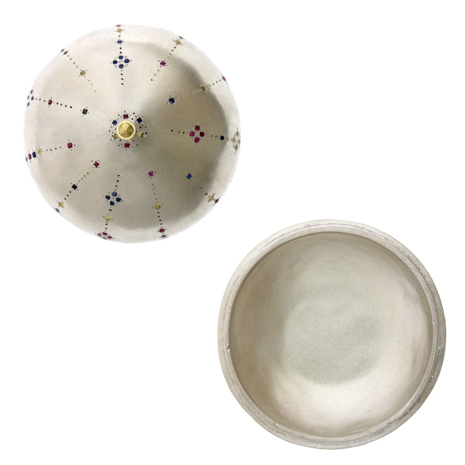 Adel Chefridi Sterling Silver Multi Sapphire Handmade Box - Image 2
