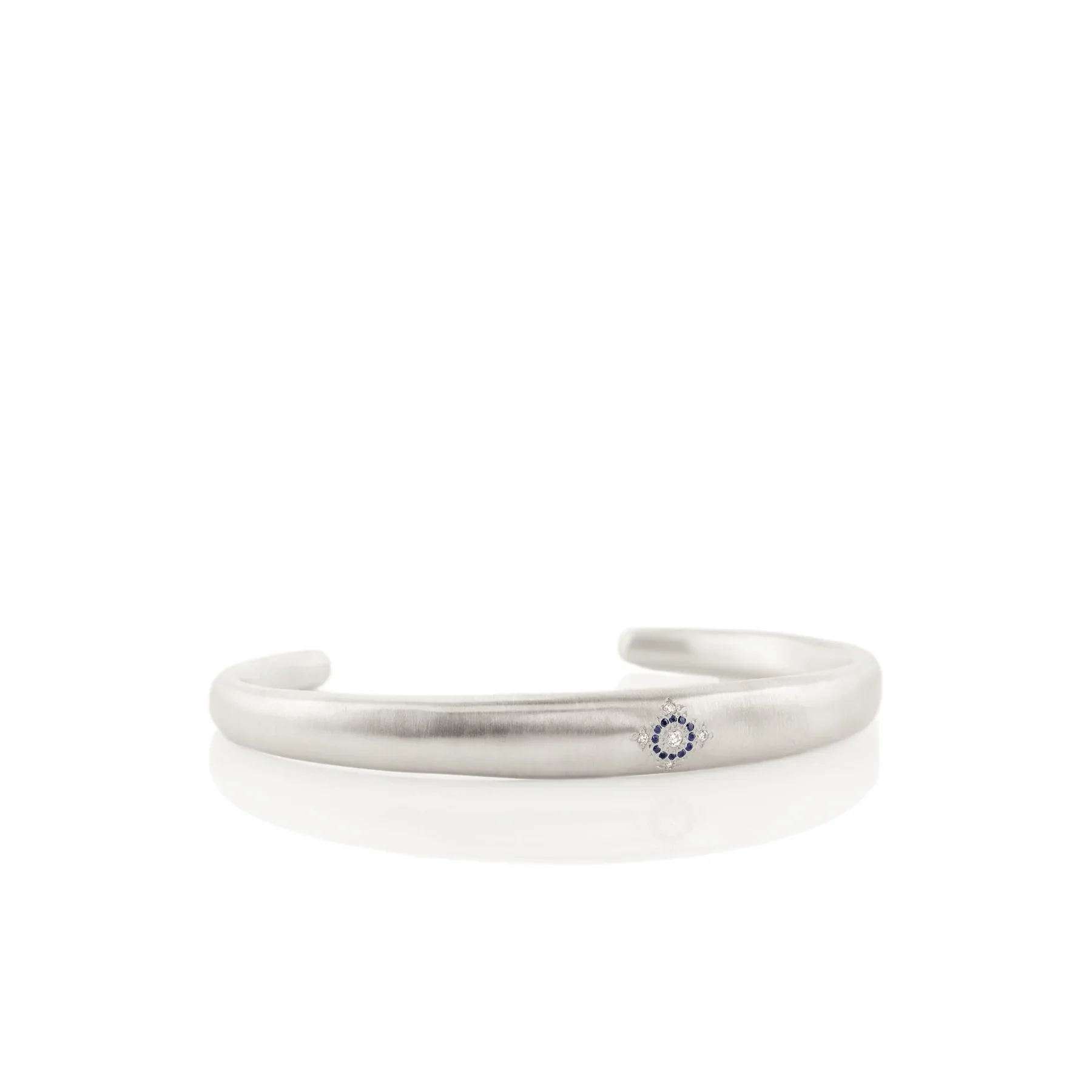 Adel Chefridi Sterling Silver Sapphire Diamond Cuff Bracelet - Image 2
