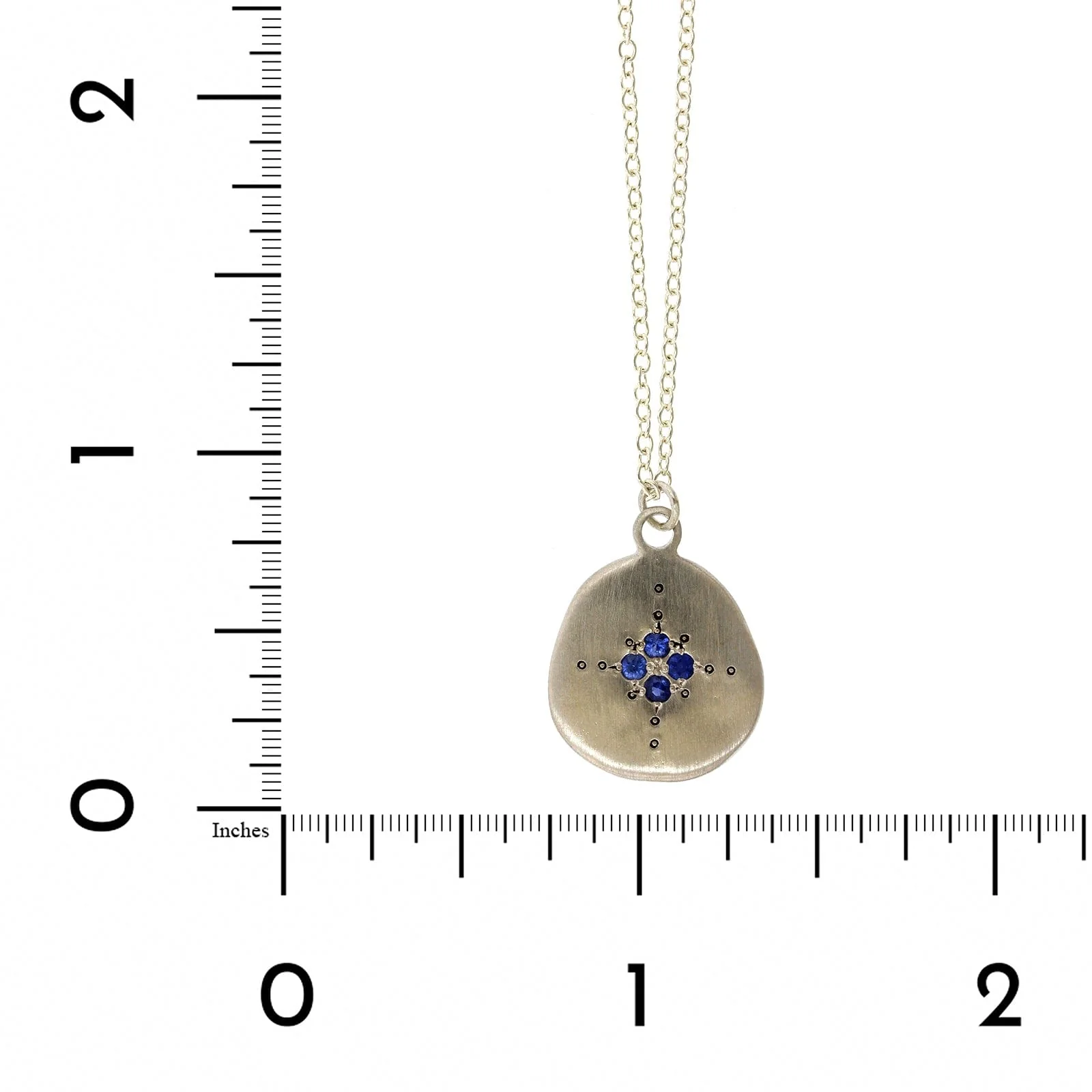 Adel Chefridi Sterling Silver Sapphire Disc Pendant - Image 4