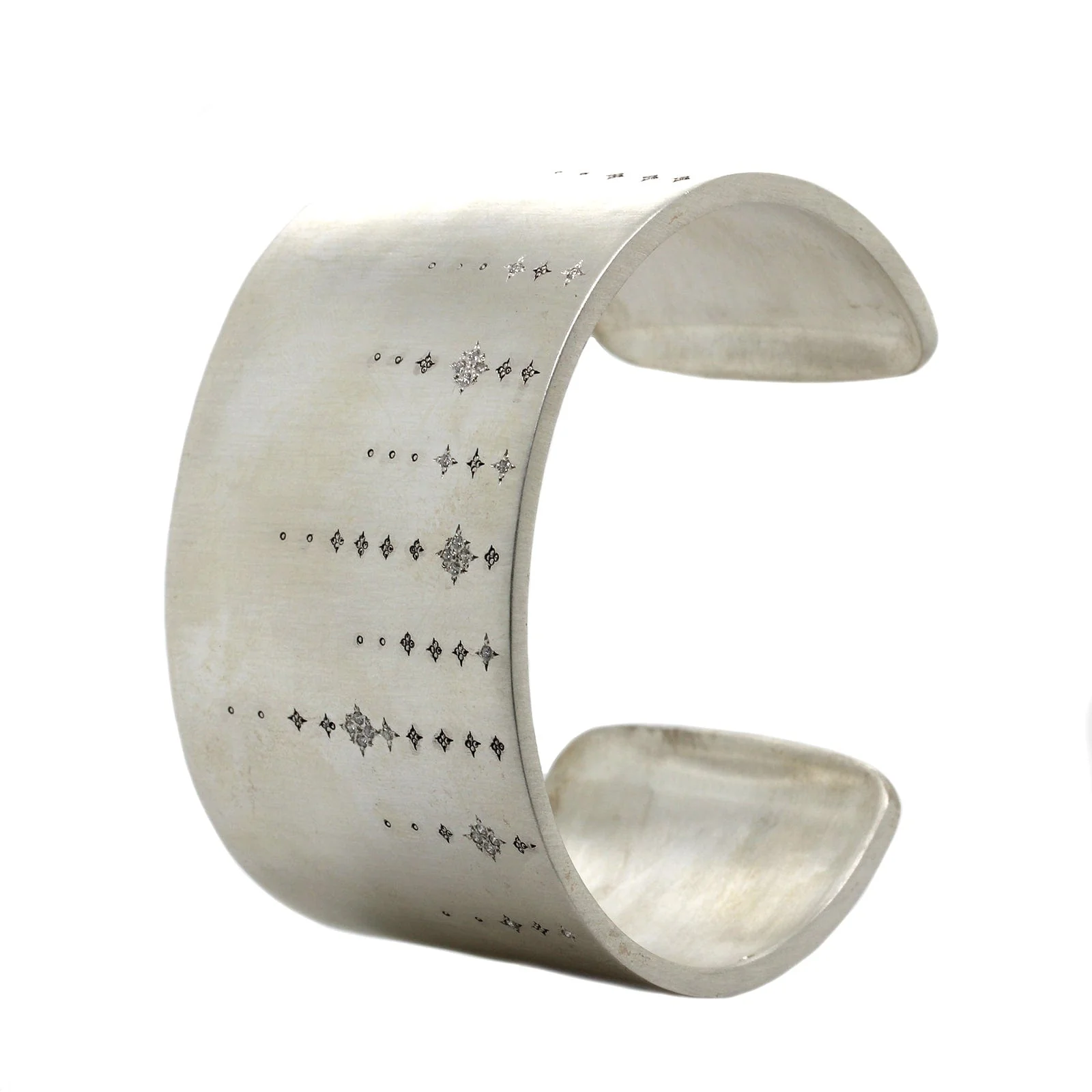 Adel Chefridi Sterling Silver Shooting Star Wide Diamond Cuff Bracelet - Image 3