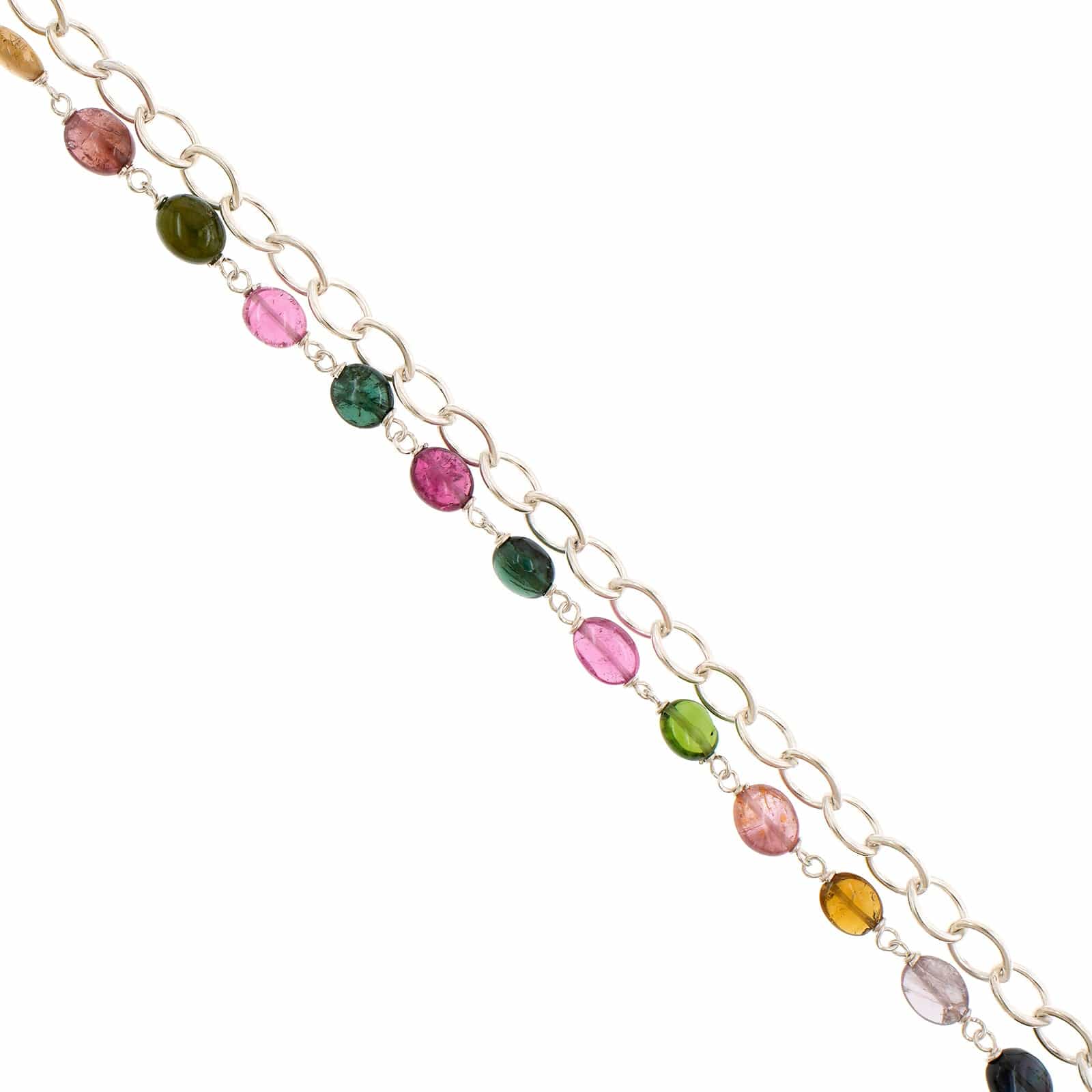 Adel Chefridi Sterling Silver Tourmaline Bead Chain Link Necklace - Image 2