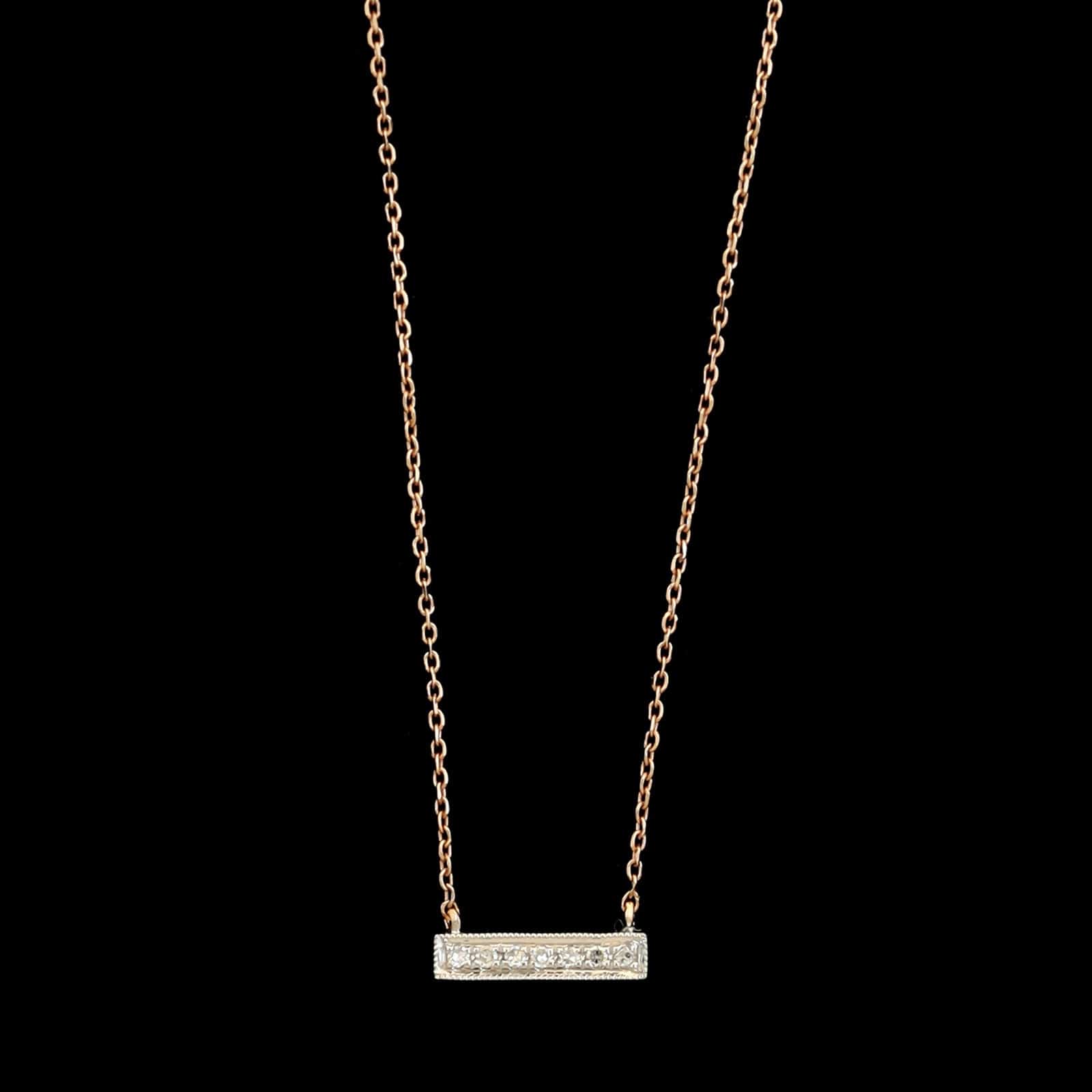 Adina Reyter 14K Rose and White Gold Estate Diamond Bar Necklace