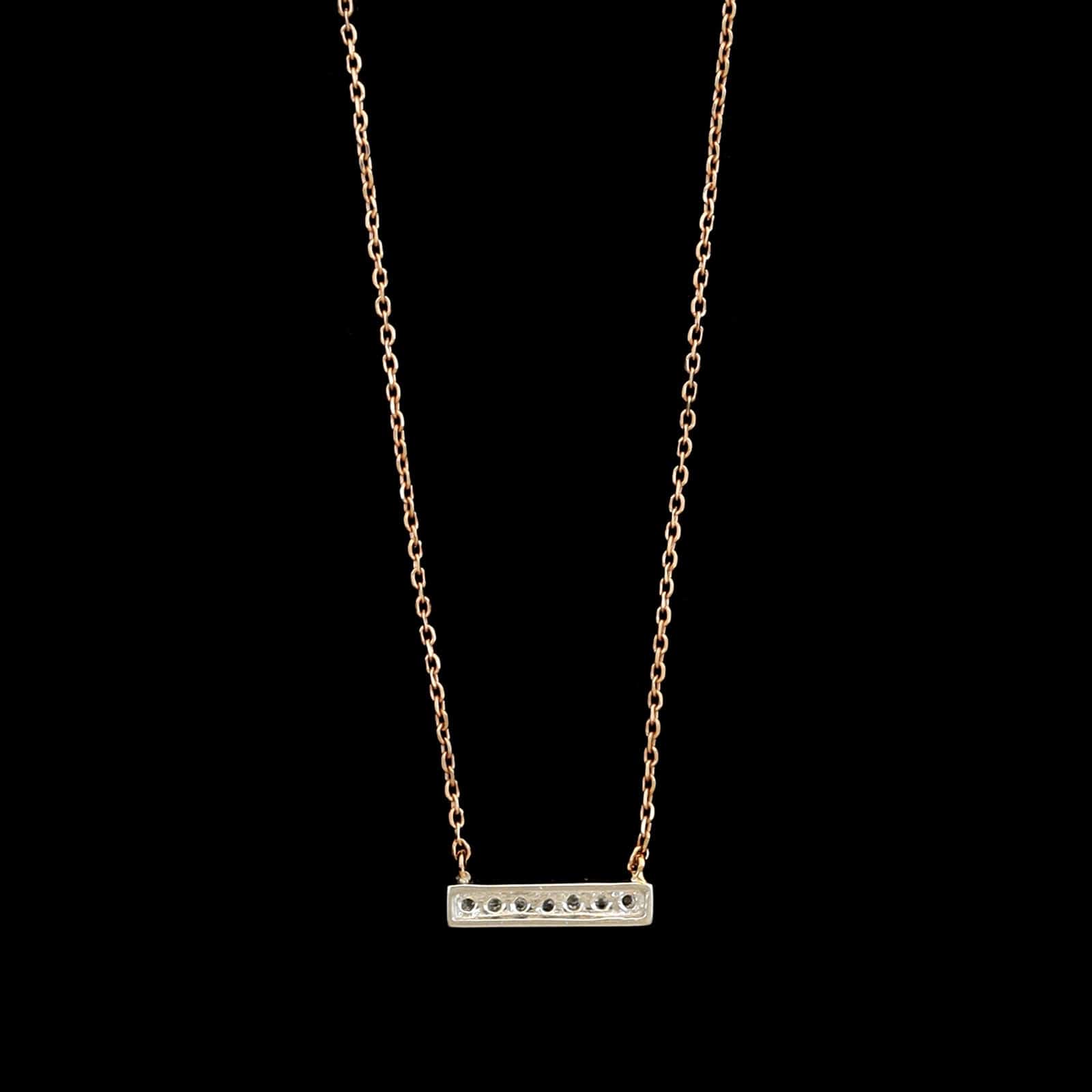 Adina Reyter 14K Rose and White Gold Estate Diamond Bar Necklace - Image 2