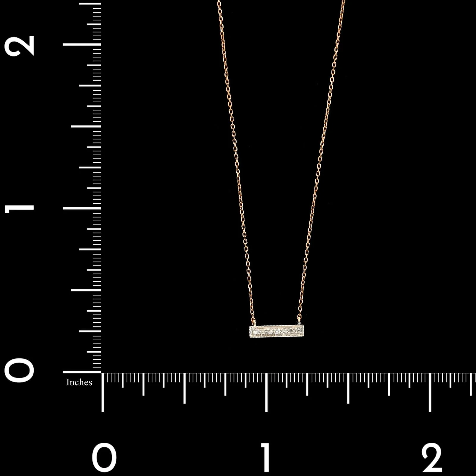 Adina Reyter 14K Rose and White Gold Estate Diamond Bar Necklace - Image 4