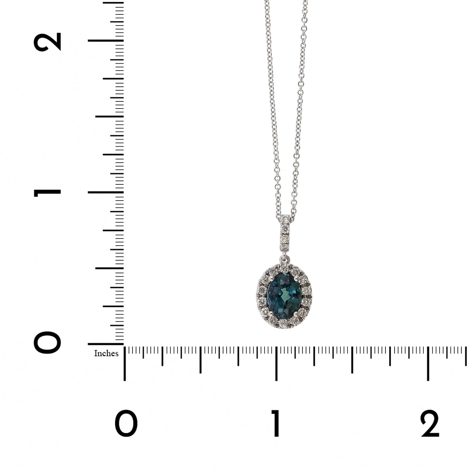 18K White Gold Alexandrite Diamond Halo Necklace - Image 4
