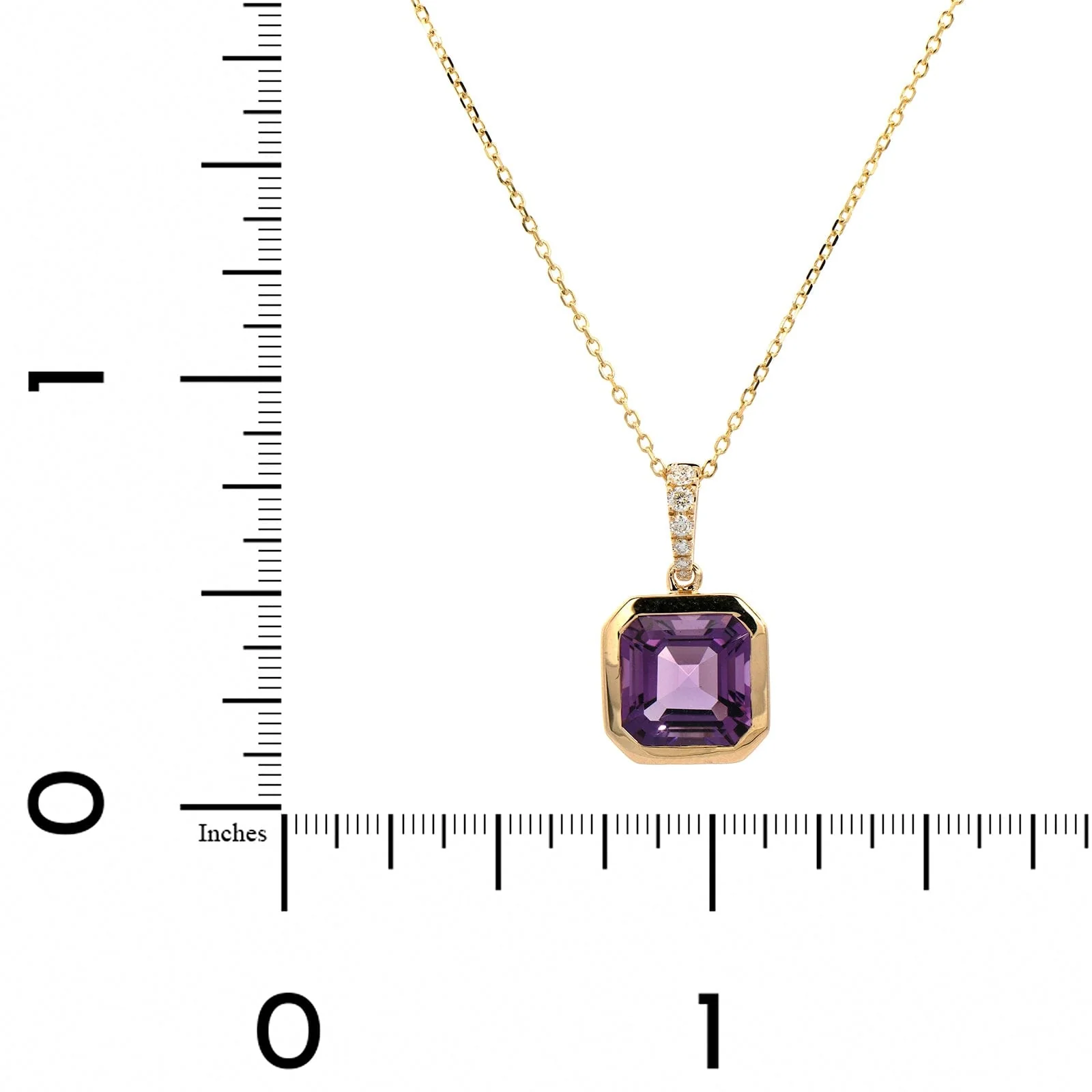14K Yellow Gold Cushion Amethyst Pendant Necklace - Image 3