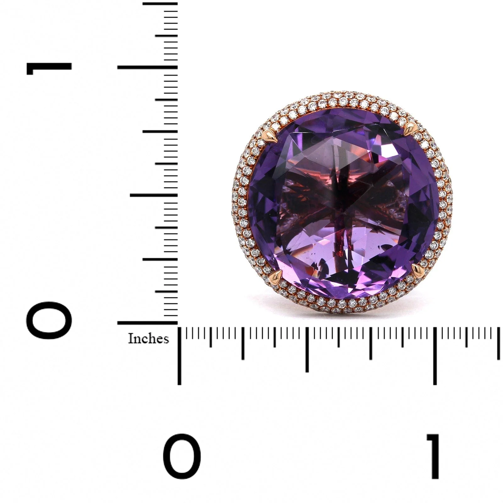 18K Rose Gold Amethyst Diamond Halo Ring - Image 4
