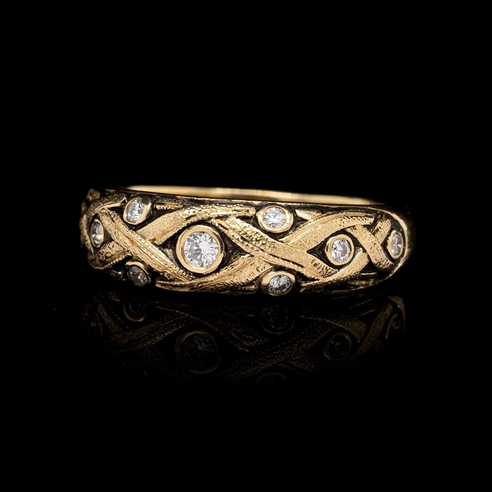 Alex Sepkus 18K Yellow Gold Estate Diamond Vine Ring
