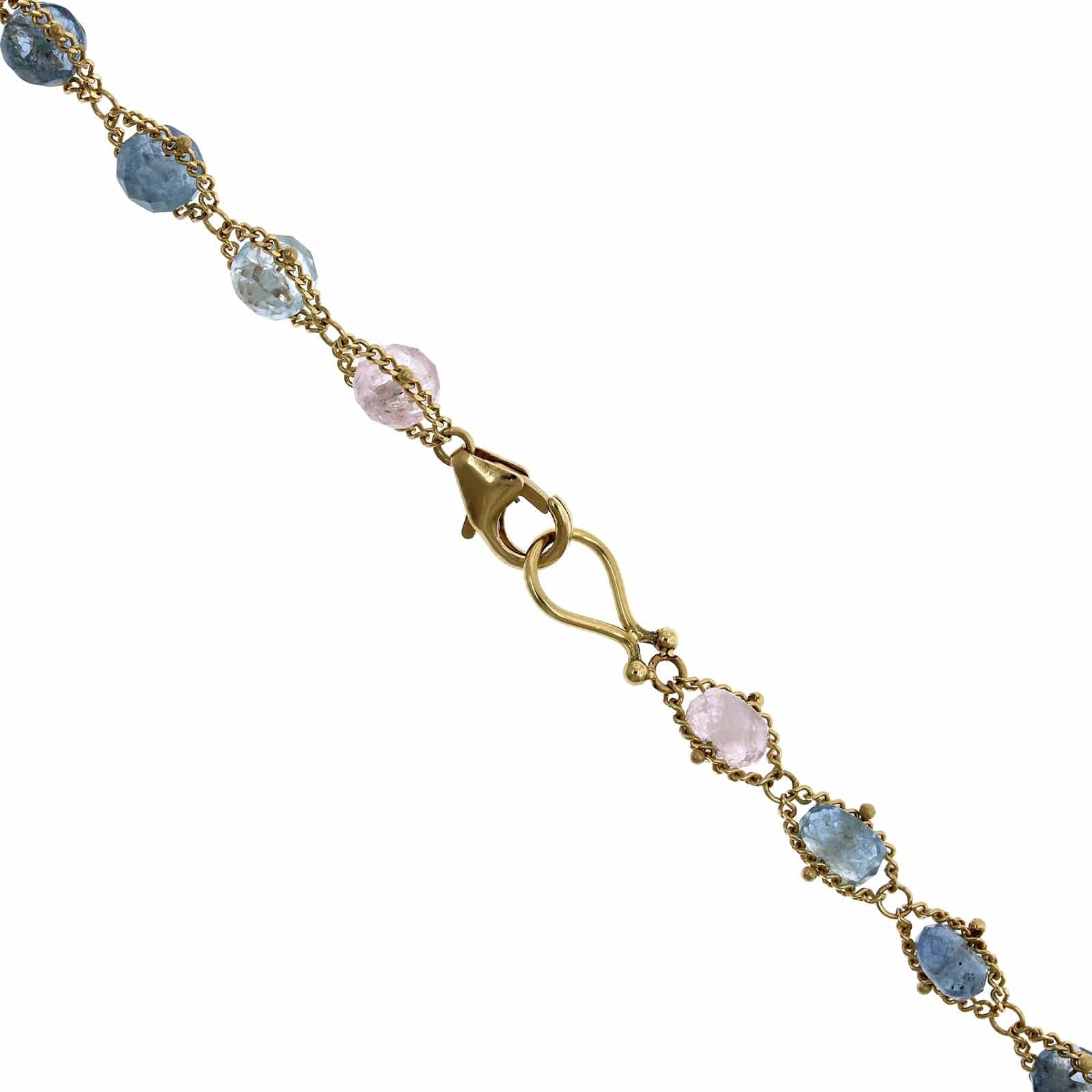 Amali 18K Yellow Gold Aquamarine and Morganite Necklace - Image 2