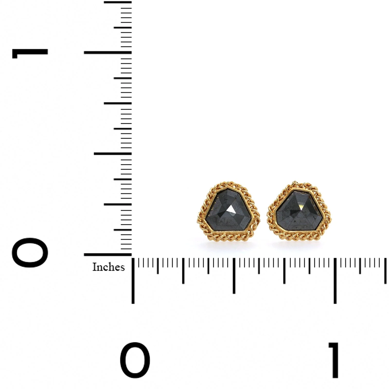 Amali 18K Yellow Gold Black Diamond Stud Earrings - Image 2