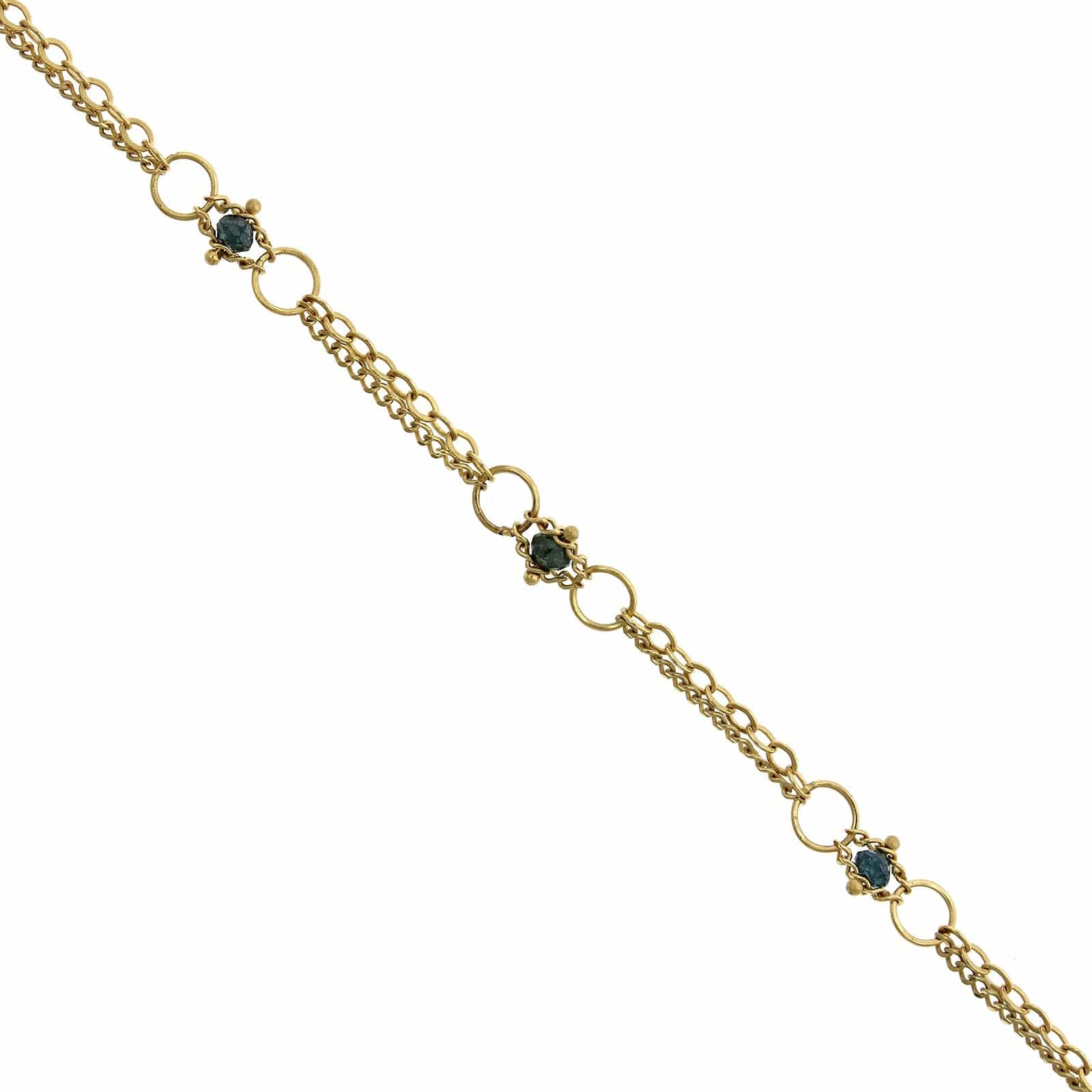 Amali 18K Yellow Gold Blue Diamond Bead Bracelet - Image 2