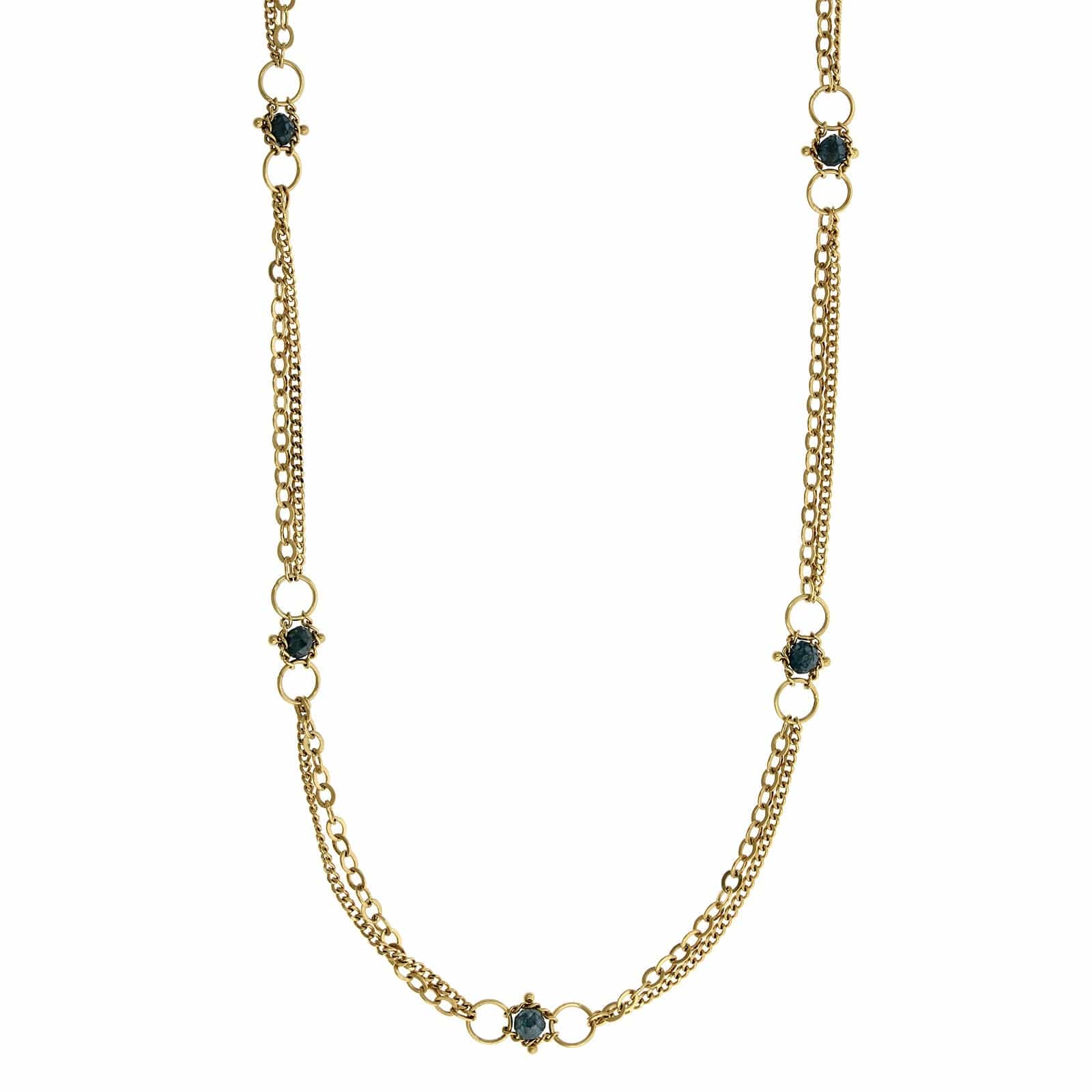 Amali 18K Yellow Gold Blue Diamond Bead Necklace - Image 3