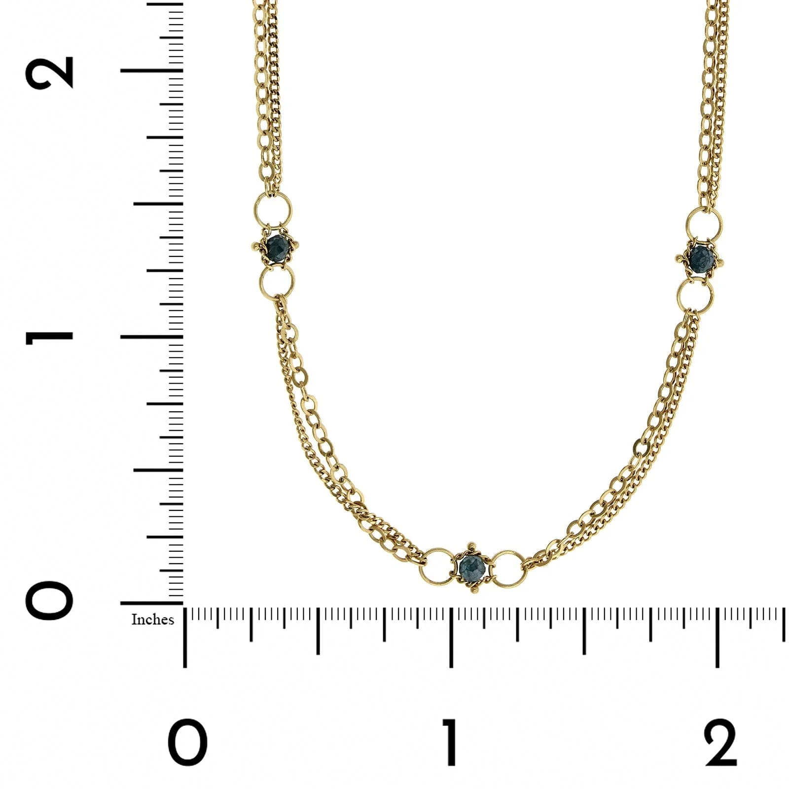 Amali 18K Yellow Gold Blue Diamond Bead Necklace - Image 4