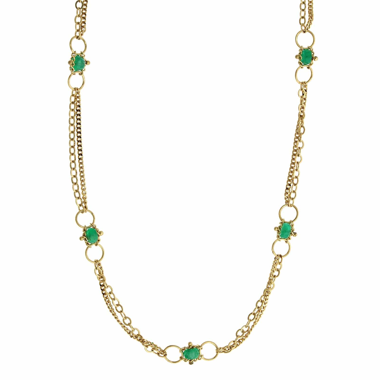 Amali 18K Yellow Gold Emerald Bead Necklace - Image 4