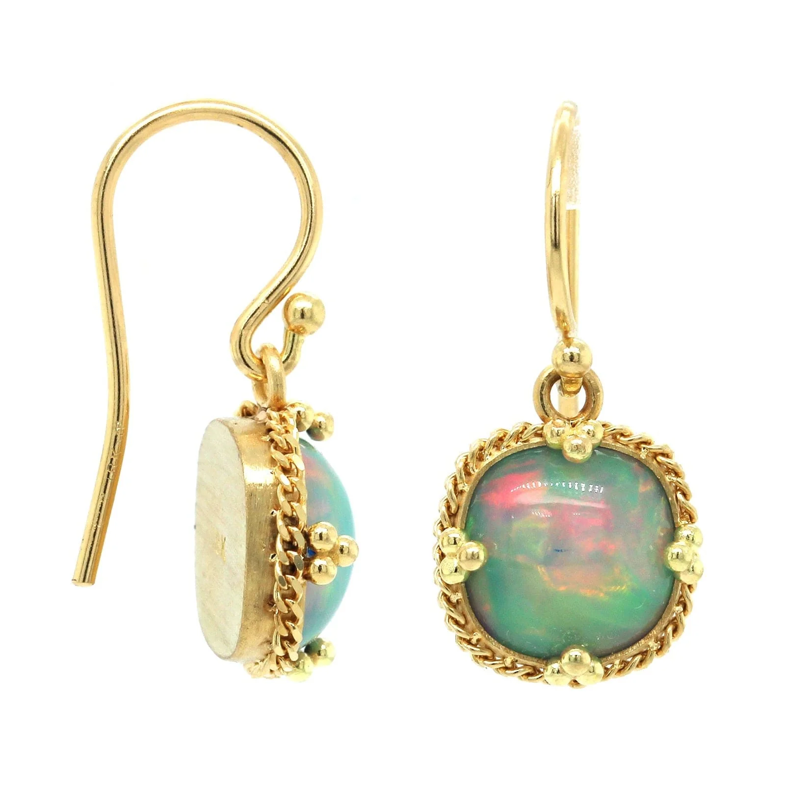 Amali 18K Yellow Gold Ethiopian Opal Drop Earrings - Image 3