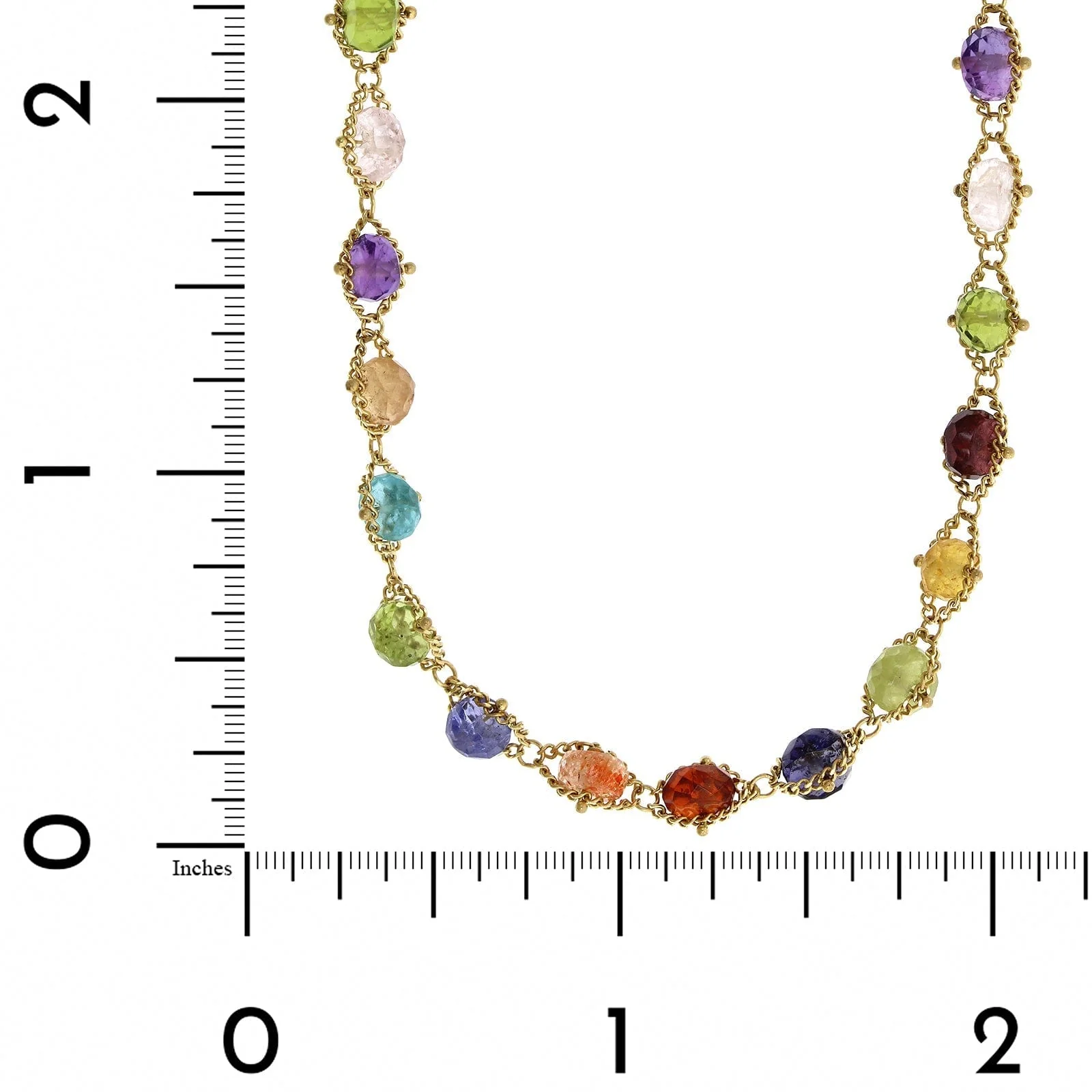 Amali 18K Yellow Gold Multi Gemstone Bead Necklace - Image 3