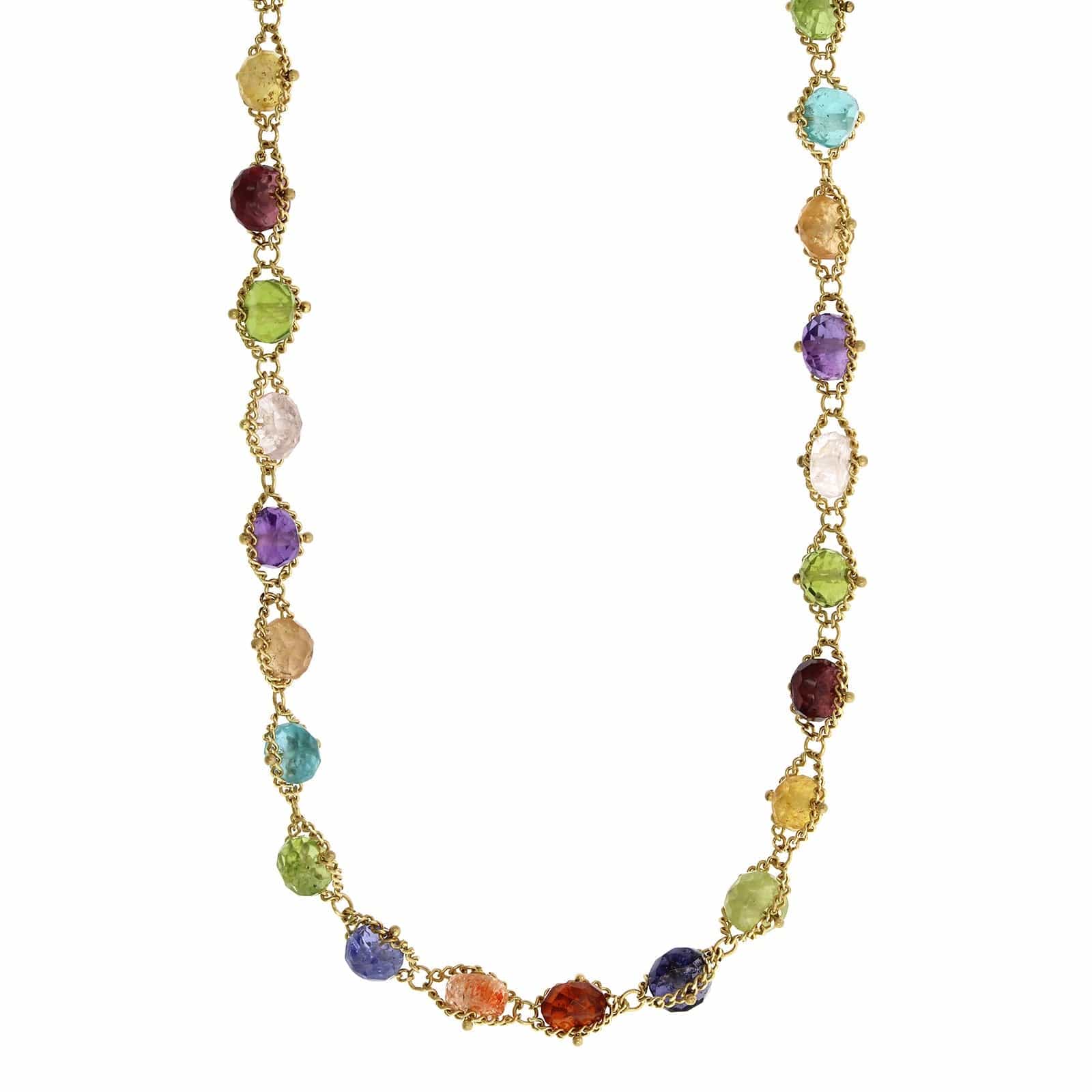 Amali 18K Yellow Gold Multi Gemstone Bead Necklace - Image 4