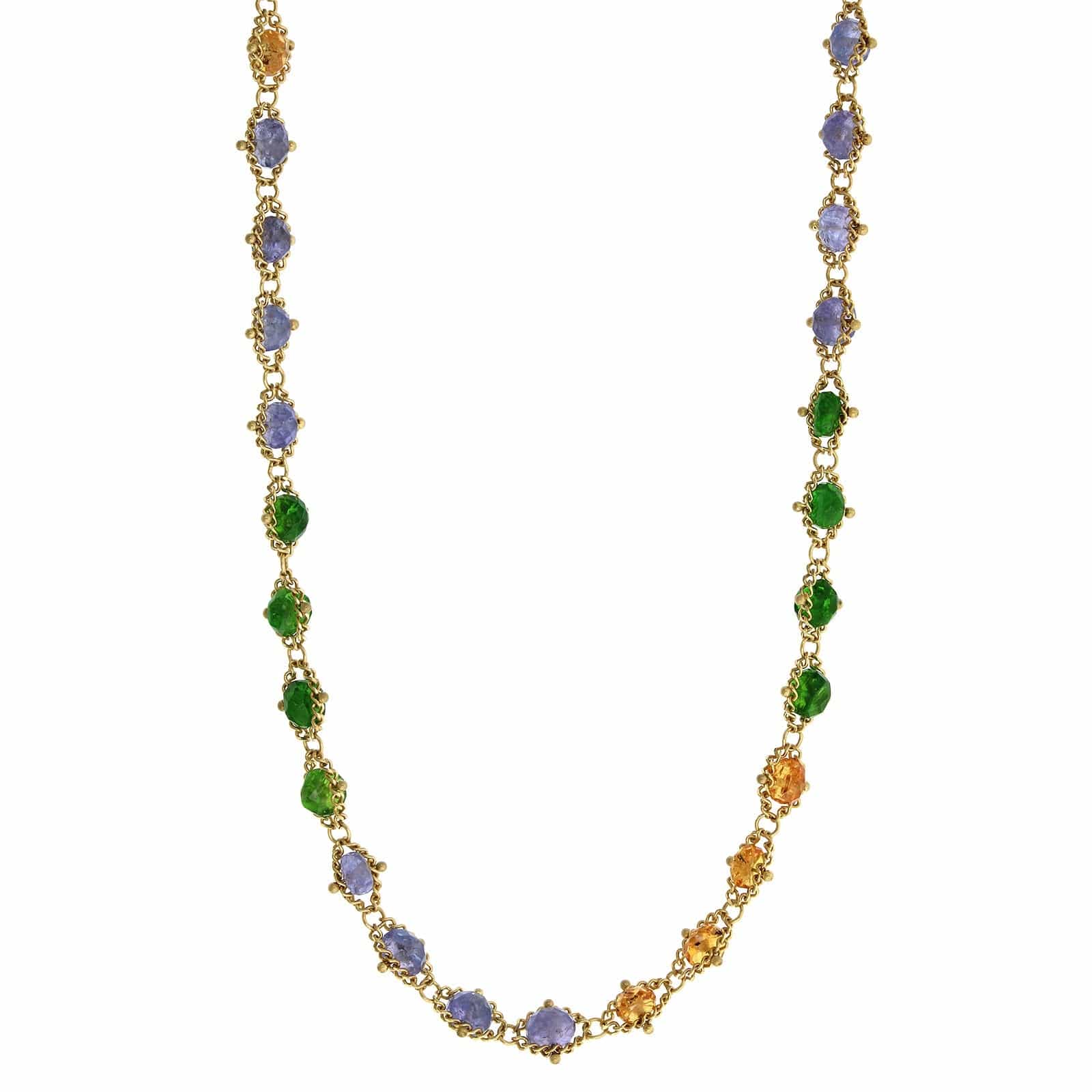 Amali 18K Yellow Gold Multi Gemstone Bead Necklace - Image 4