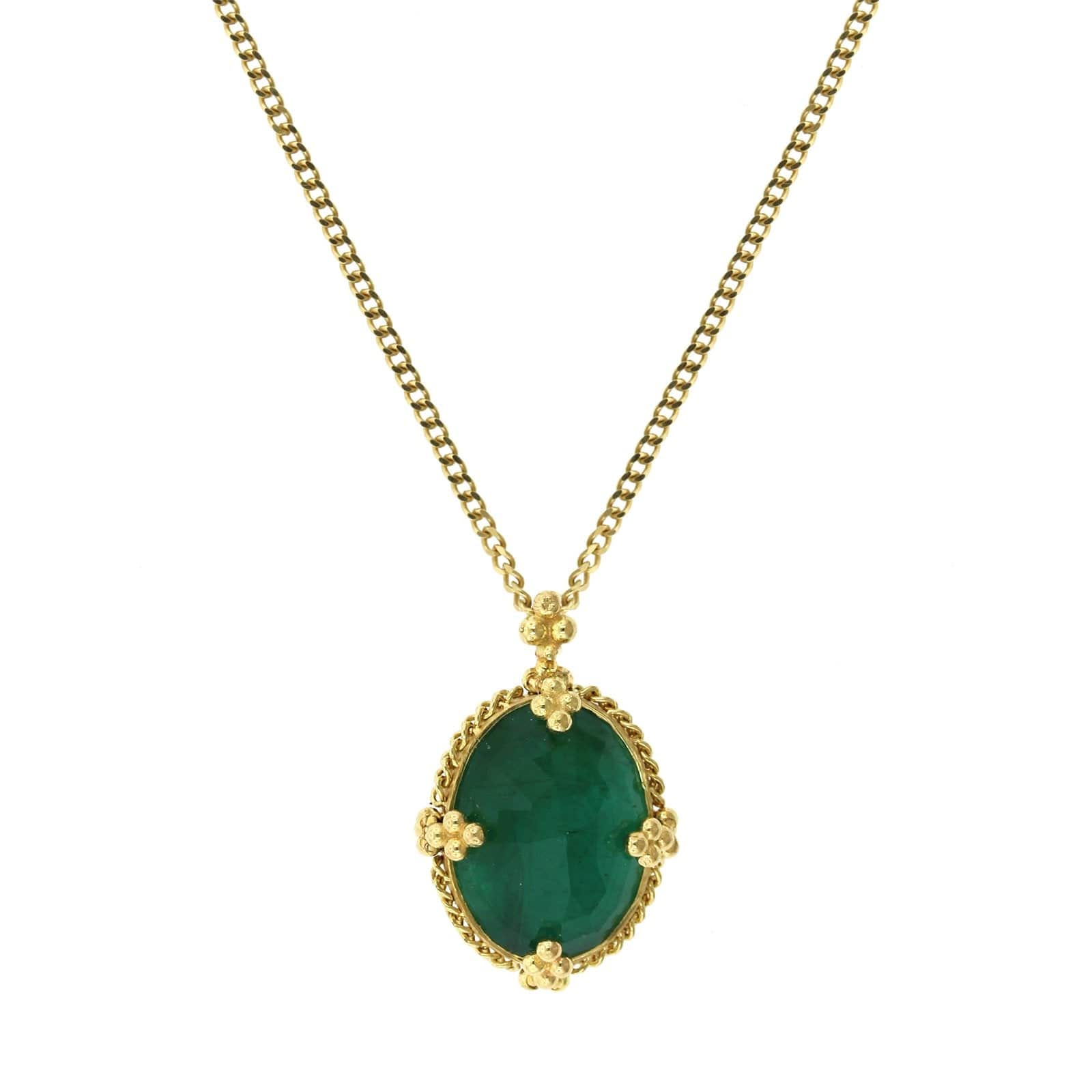 Amali 18K Yellow Gold Oval Emerald Necklace