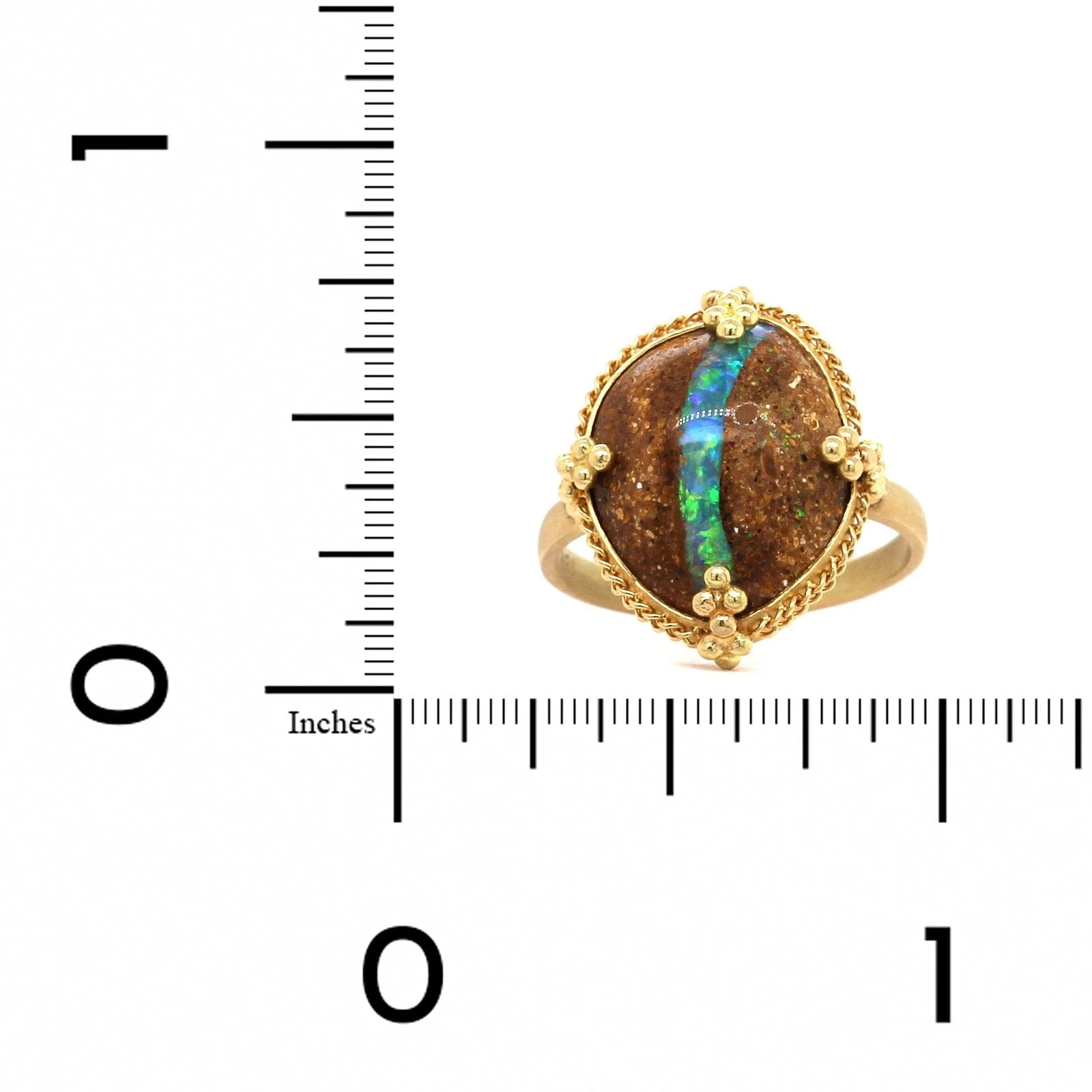 Amali 18K Yellow Gold Oval Opalized Wood Ring - Image 3