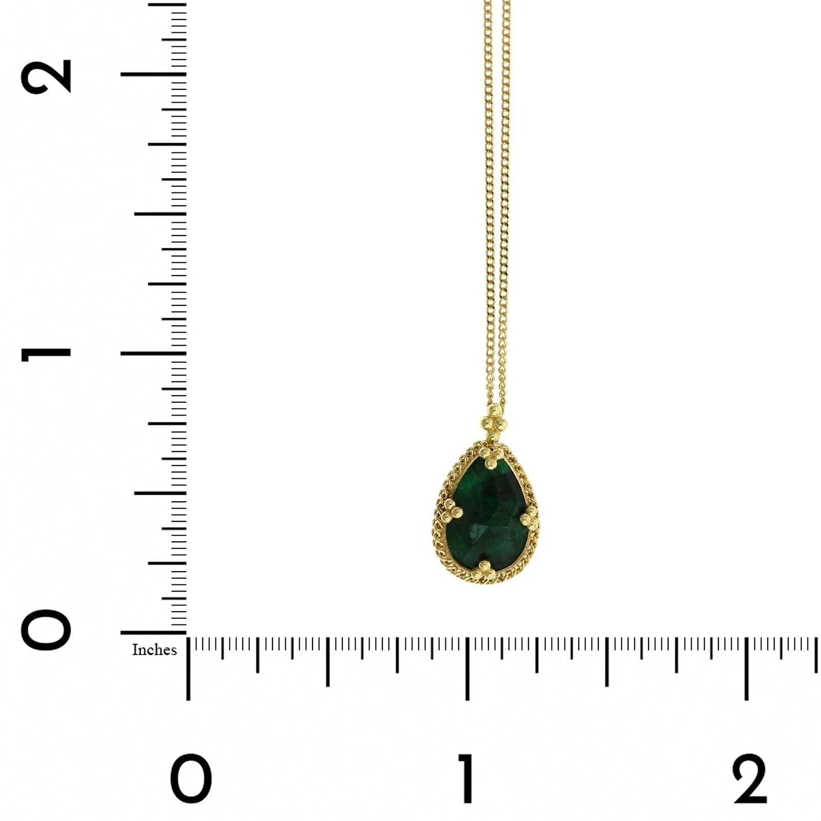 Amali 18K Yellow Gold Pear Shape Emerald Pendant - Image 4