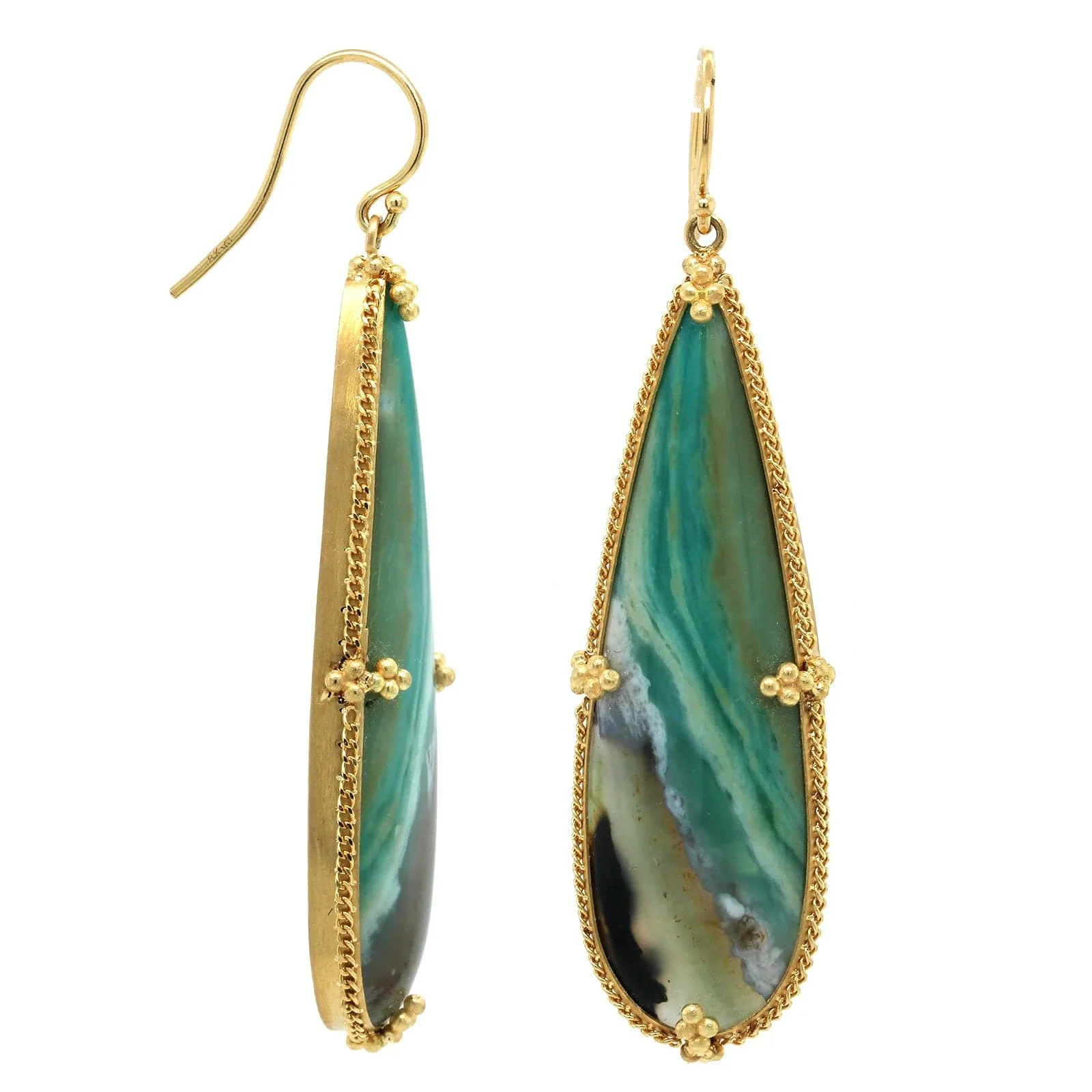 Amali 18K Yellow Gold Petrified Wood Blue Opal Drop Earrings