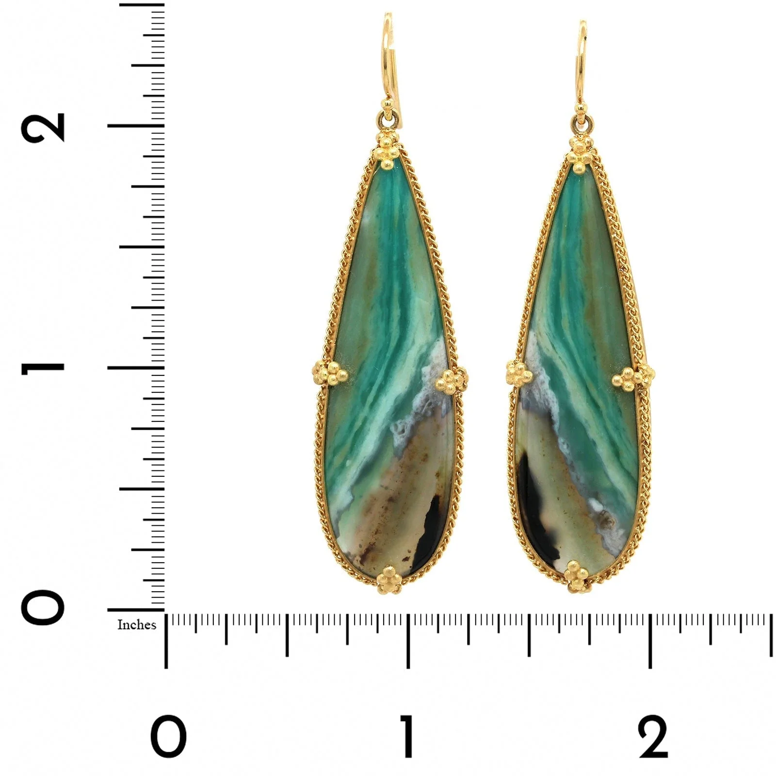 Amali 18K Yellow Gold Petrified Wood Blue Opal Drop Earrings - Image 2