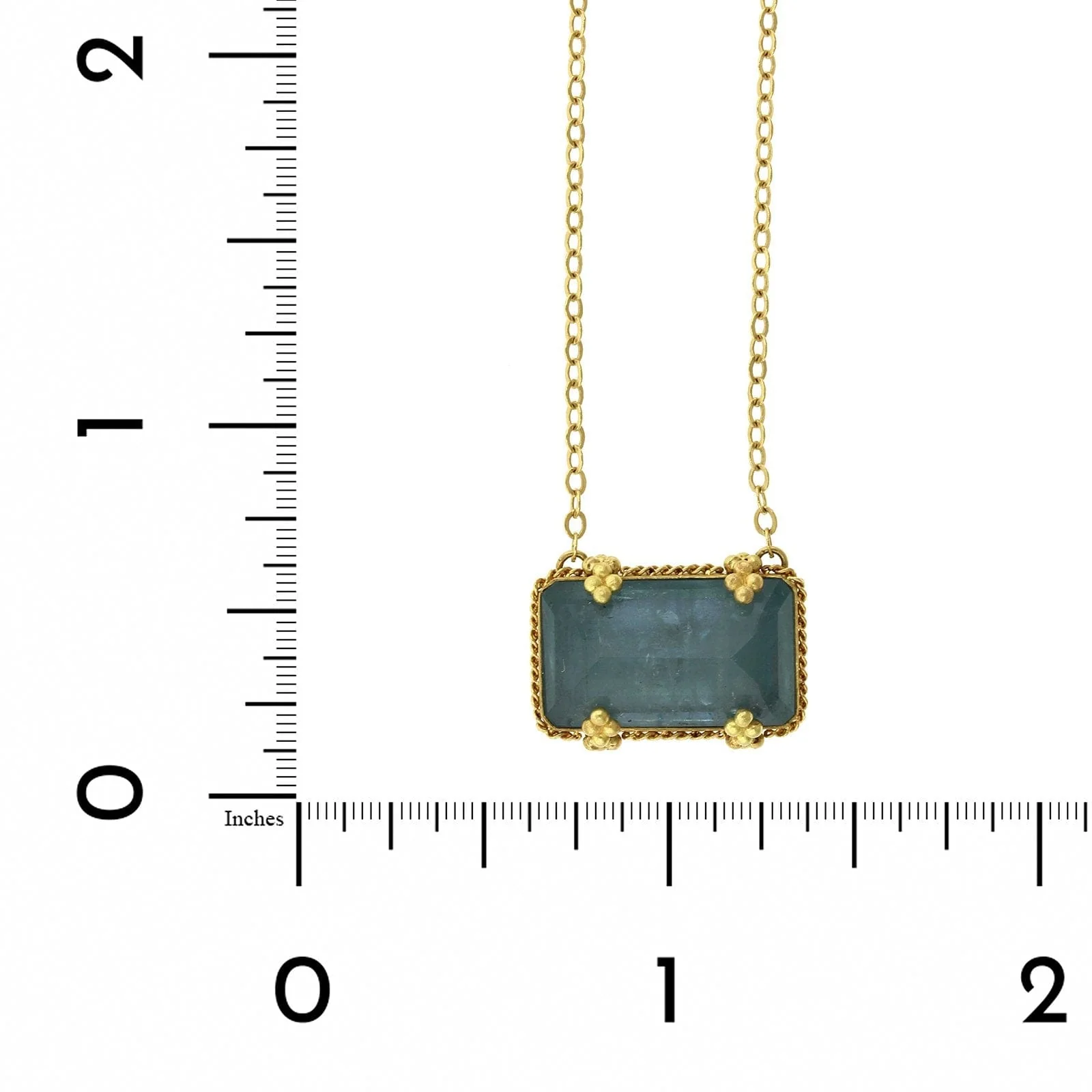 Amali 18K Yellow Gold Rectangular Aquamarine Necklace - Image 4