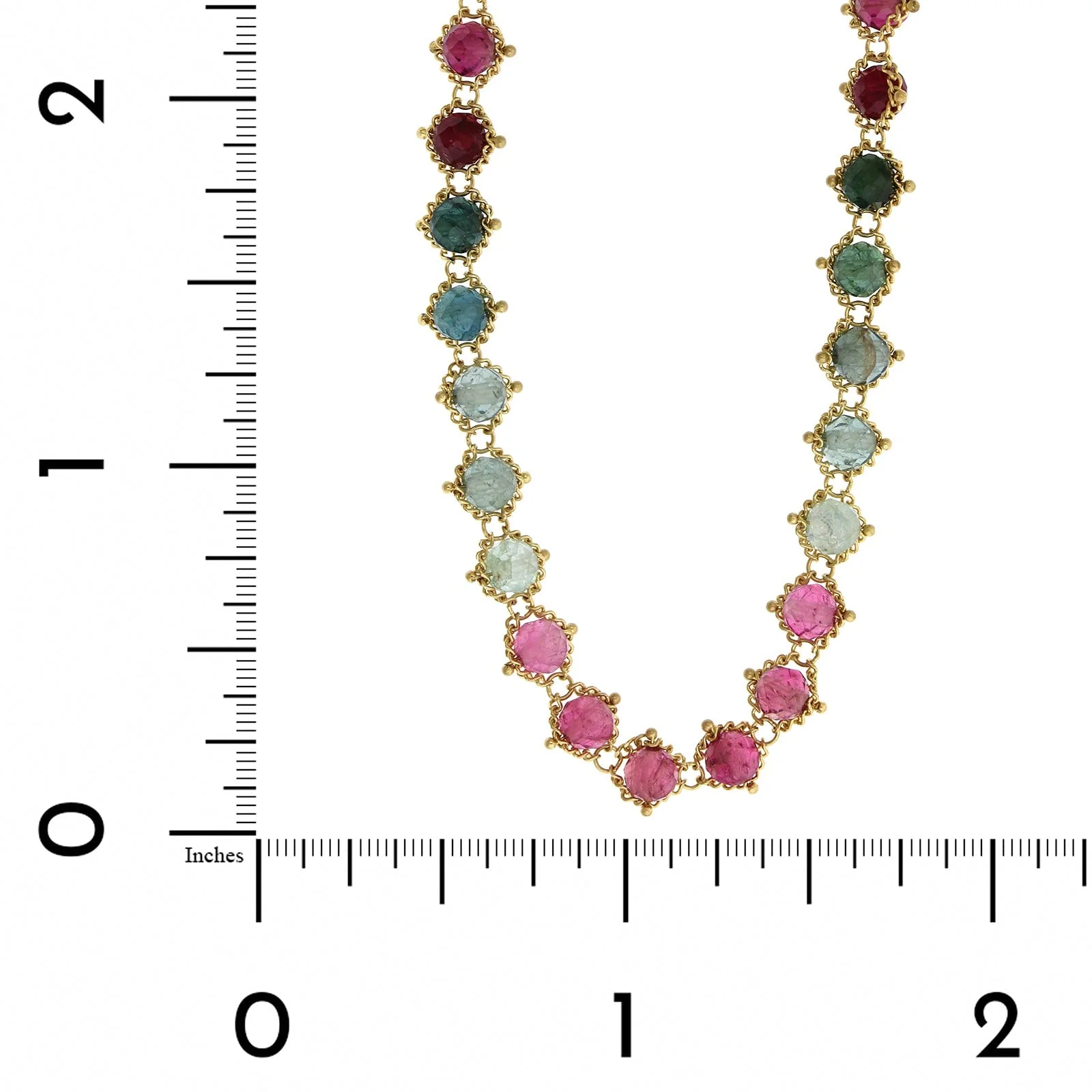 Amali 18K Yellow Gold Round Multi Colored Tourmaline Necklace - Image 2
